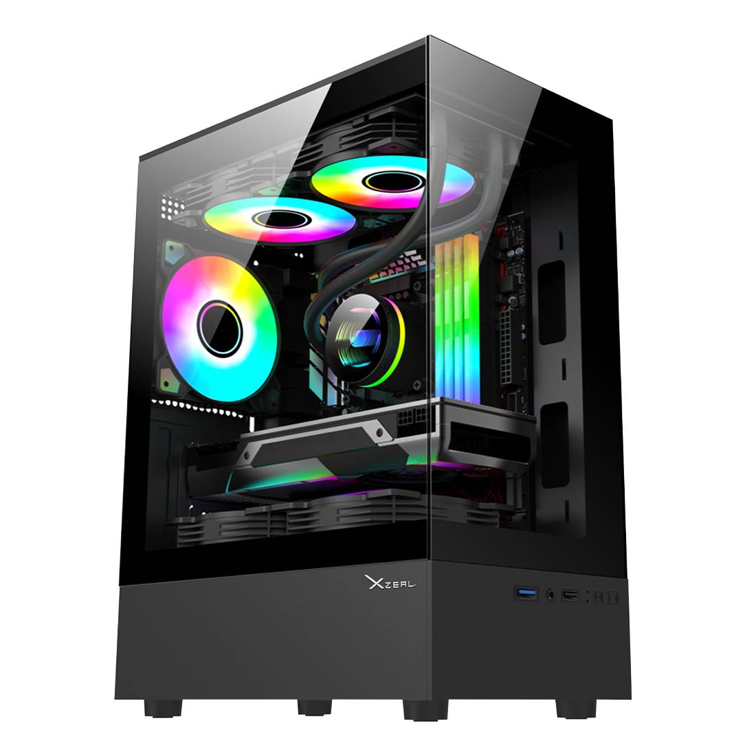 Gabinete Xzeal X-Zynergy M-ATX/ITX - 4 Espacios PCI, RGB, Negro