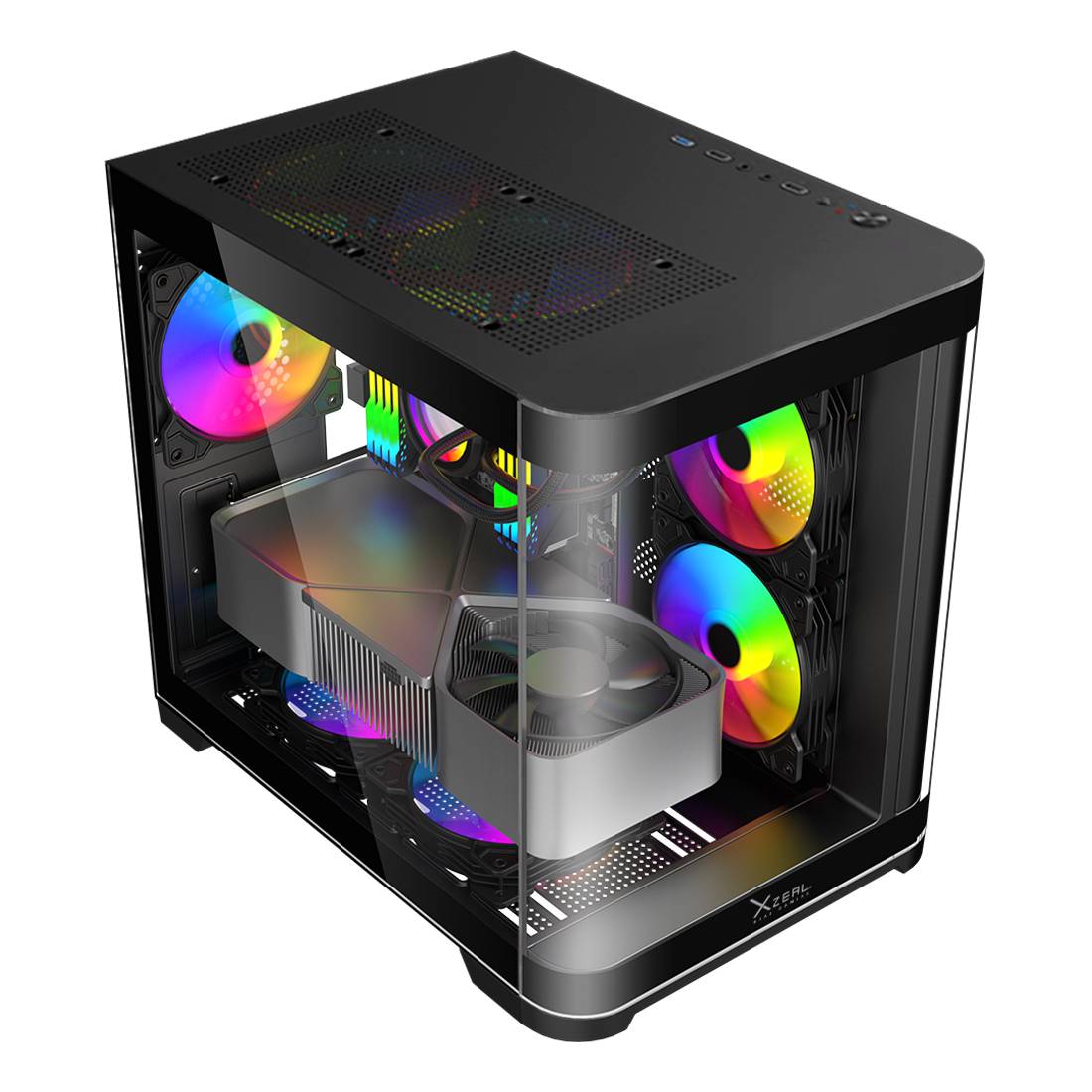 Gabinete Xzeal XZGAMC3B Curvo M-ATX/ITX - 3 Ventiladores RGB USB 3.0 Imagen principal del producto