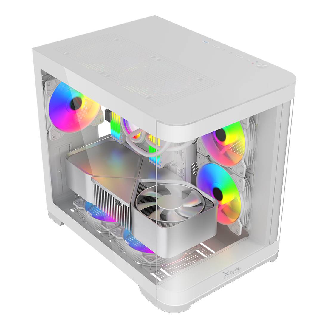 Gabinete Xzeal XZGAMC3W Curvo M-ATX/ITX - 3 Ventiladores RGB y USB 3.0