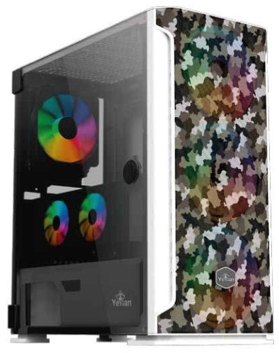 Gabinete Yeyian Hollow Serie 2500 Camuflage Blanco - Media Torre ATX, 7 Ranuras