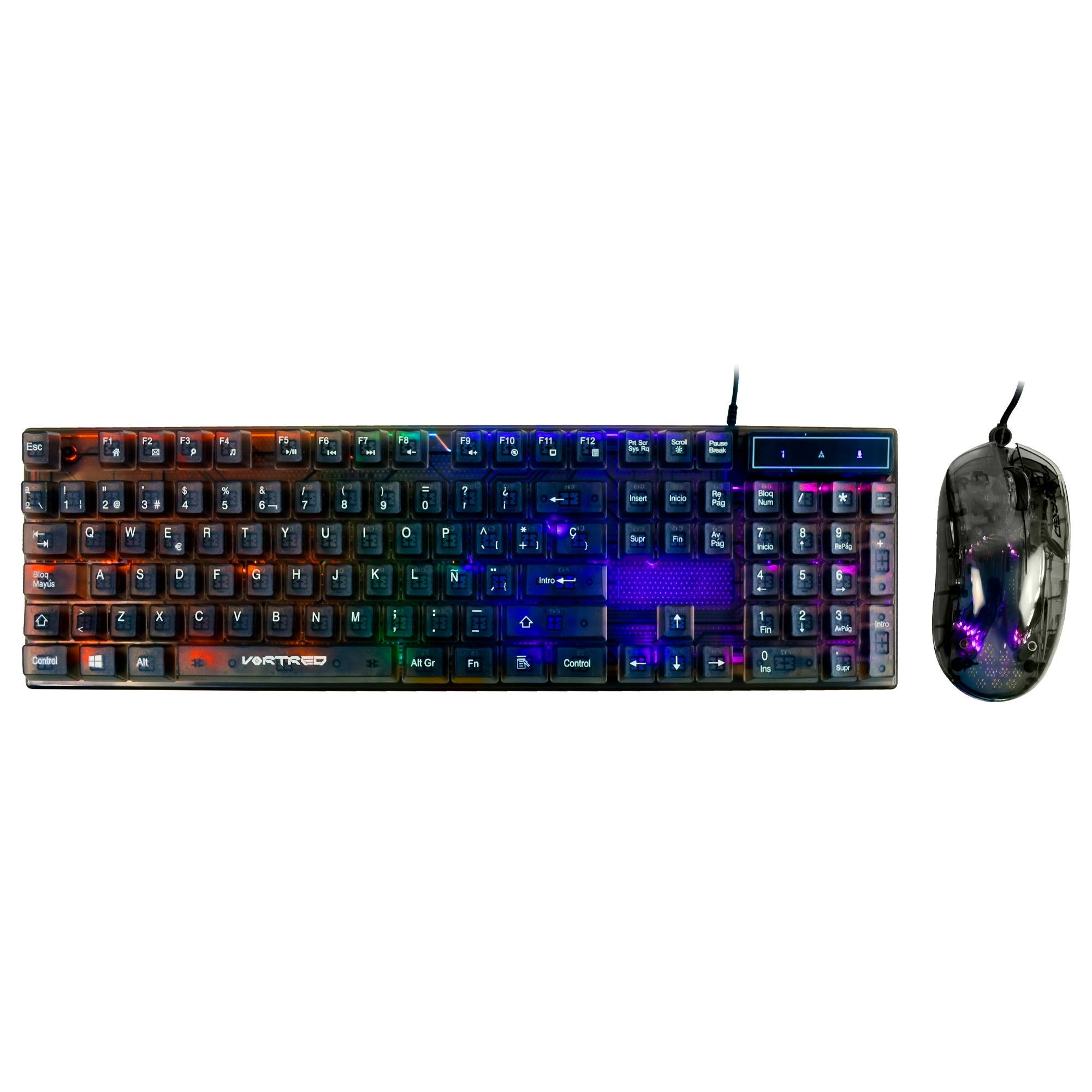Kit Mouse y Teclado Gamer VORTRED V-930723 - Alámbrico RGB Transparente Imagen principal del producto