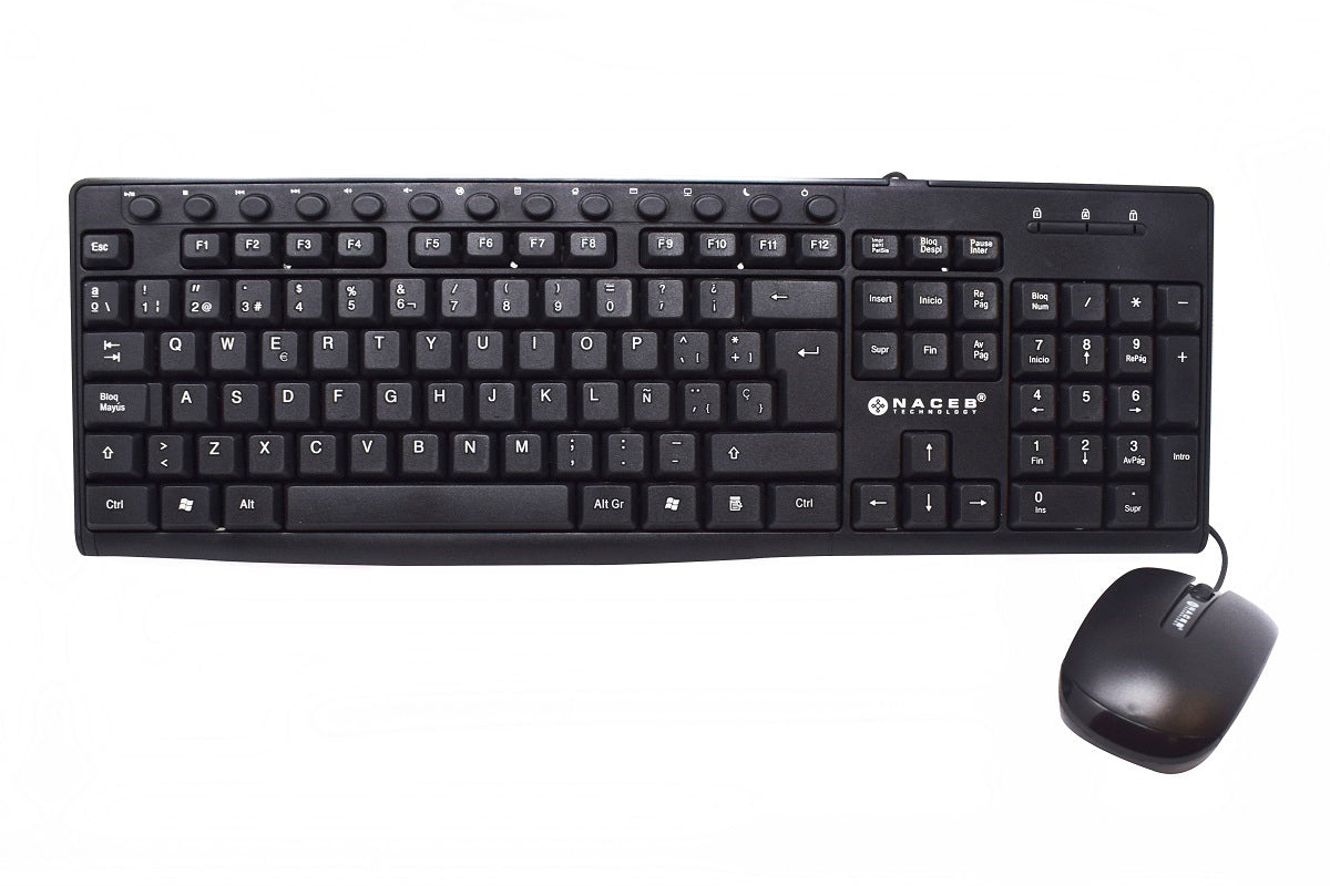 Kit Teclado y Mouse Naceb Technology NA-112N - Conexión USB, Negro Estándar