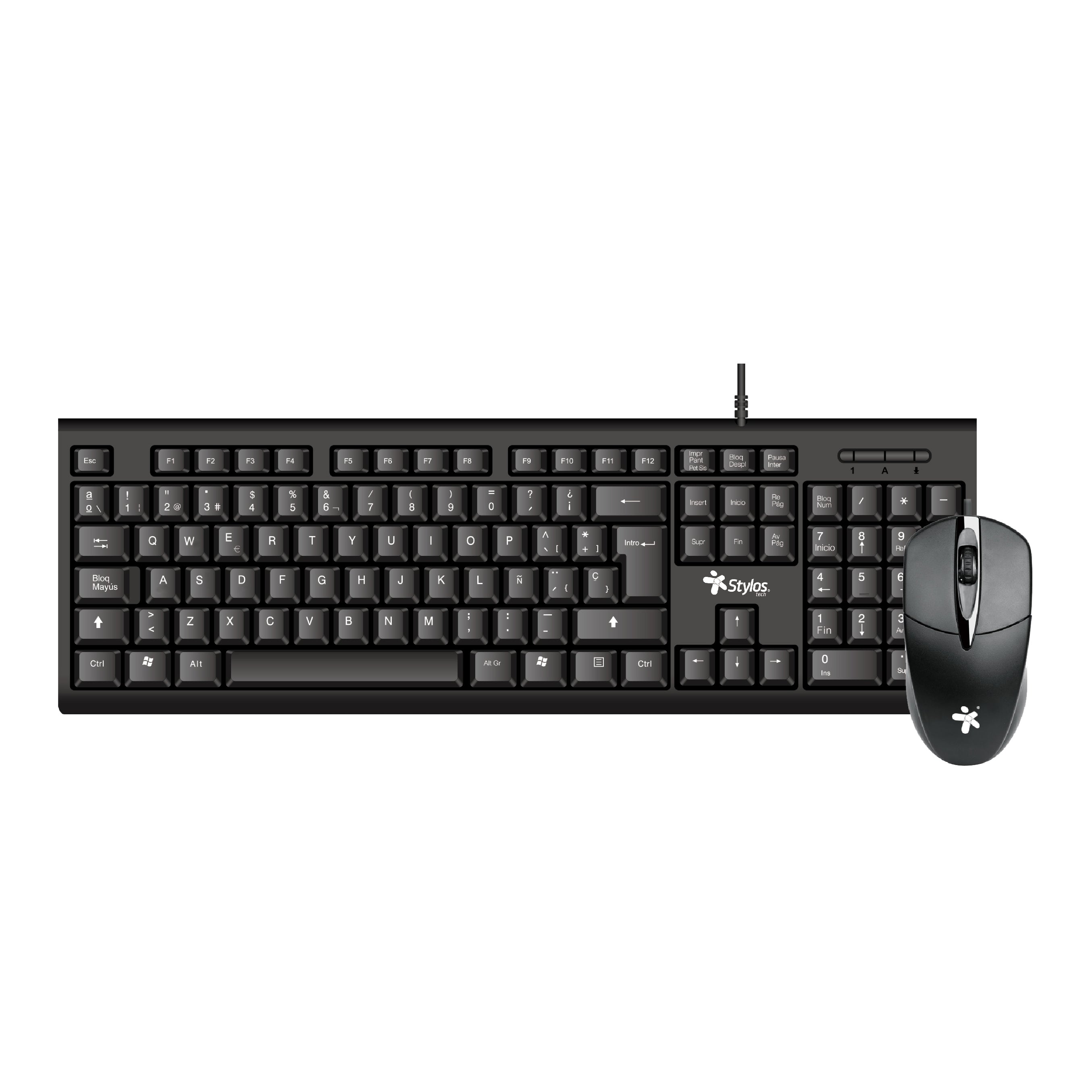 Kit Alambrico Stylos STPKTM4B - Teclado y Mouse Compatible Imagen principal del producto