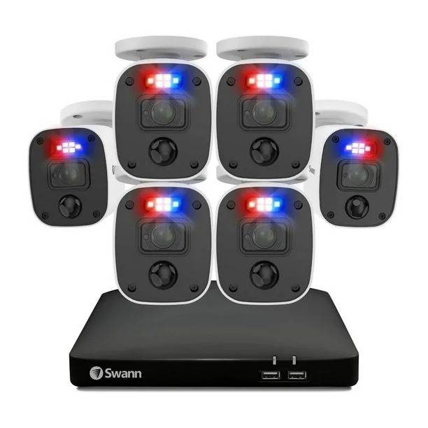 Kit DVR Swann 8 Canales 6 Cámaras - Sistema seguridad con audio y luces LED Imagen principal del producto