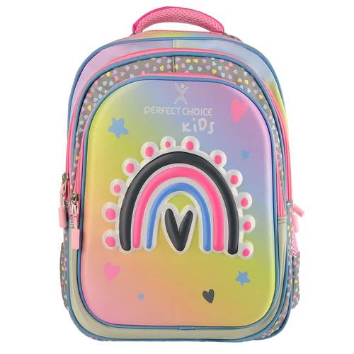Mochila Escolar Perfect Choice PC-084396 - Arcoíris, Múltiples Compartimentos