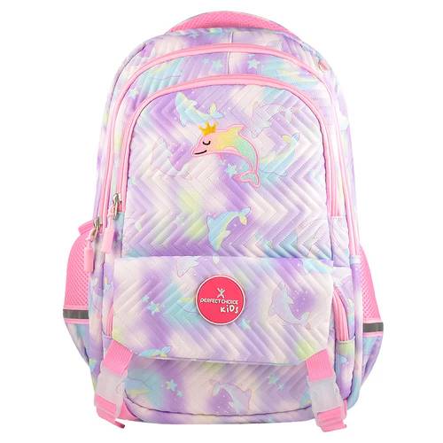 Mochila Escolar Perfect Choice PC-084433 Delfín - Gran Capacidad, Diseño Astro