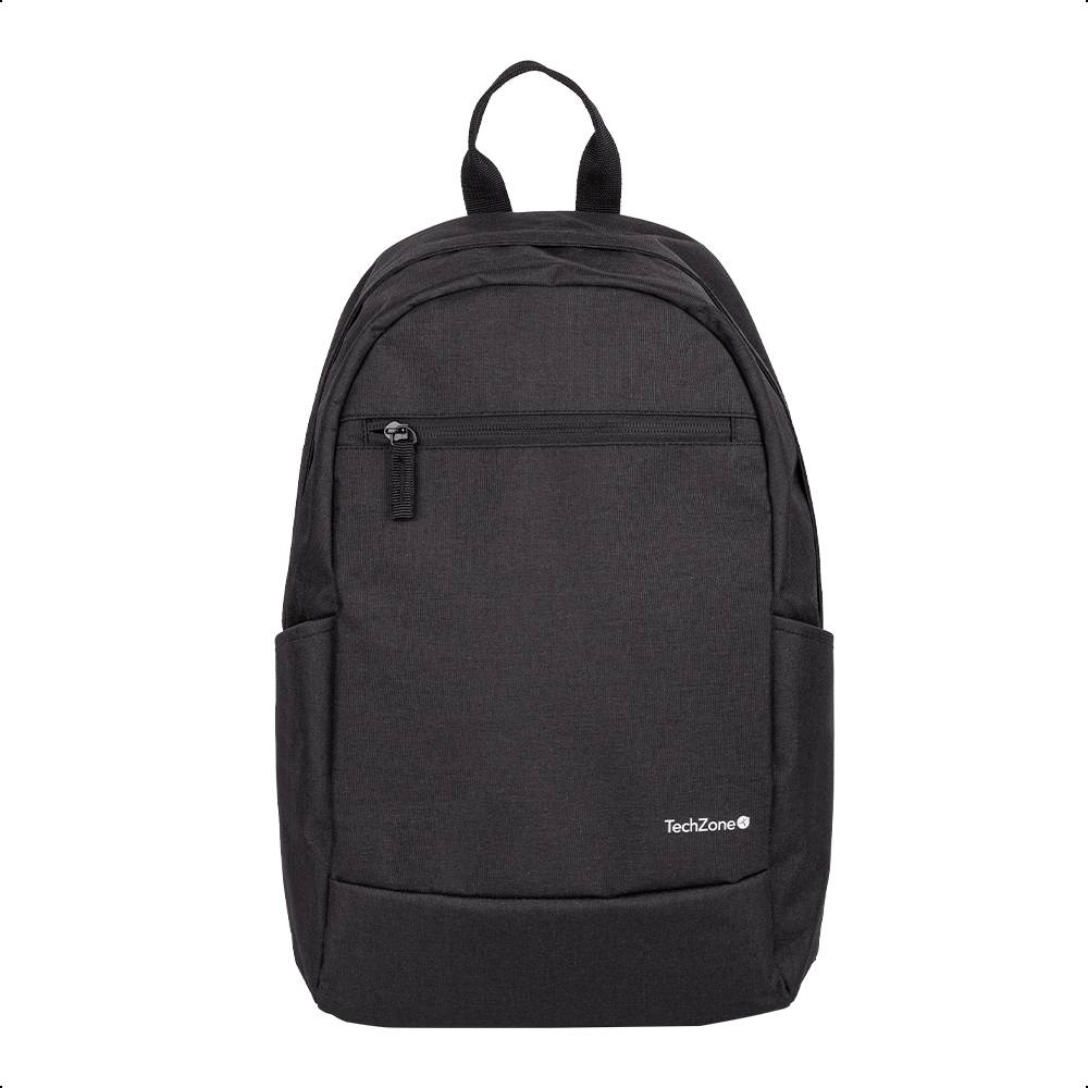 Mochila TechZone Basic Black 15.6 Pulgadas - Compartimentos Laterales y Tirantes Acolchados Imagen principal del producto