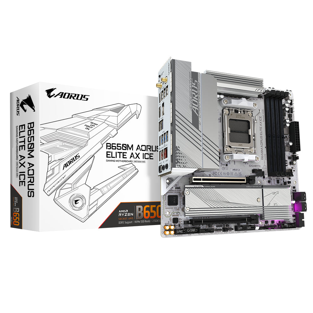 Tarjeta Madre GIGABYTE B650M A ELITE AX ICE - Micro ATX, DDR5, Socket AM5 Imagen principal del producto