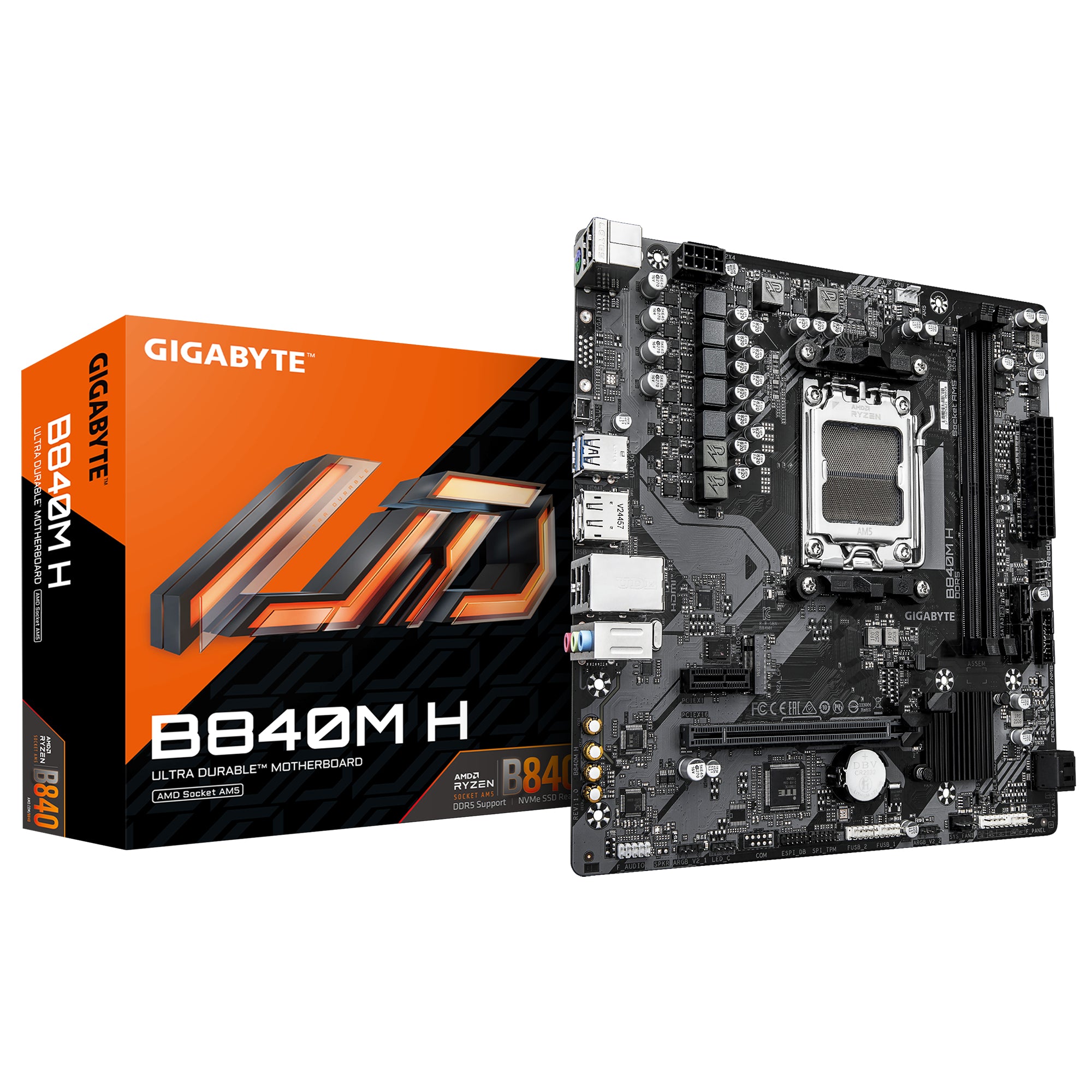 Tarjeta Madre Gigabyte B840M H Micro ATX - DDR5, AM5, 128GB Imagen principal del producto
