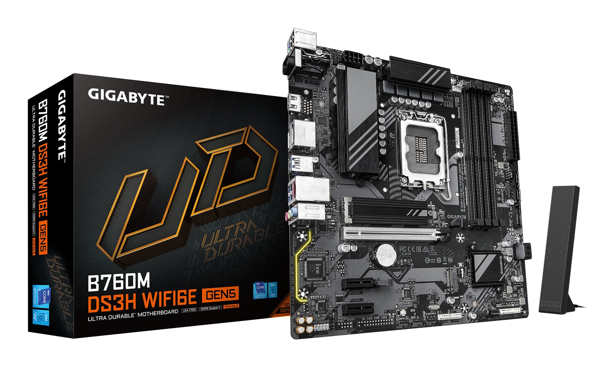 Tarjeta Madre Gigabyte B760M DS3H WF6E GEN5 Micro ATX DDR5 Socket 1700 Imagen principal del producto