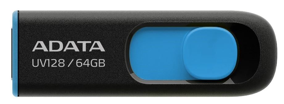 Memoria USB ADATA UV128 64GB USB 3.2 Retráctil Negro-Azul