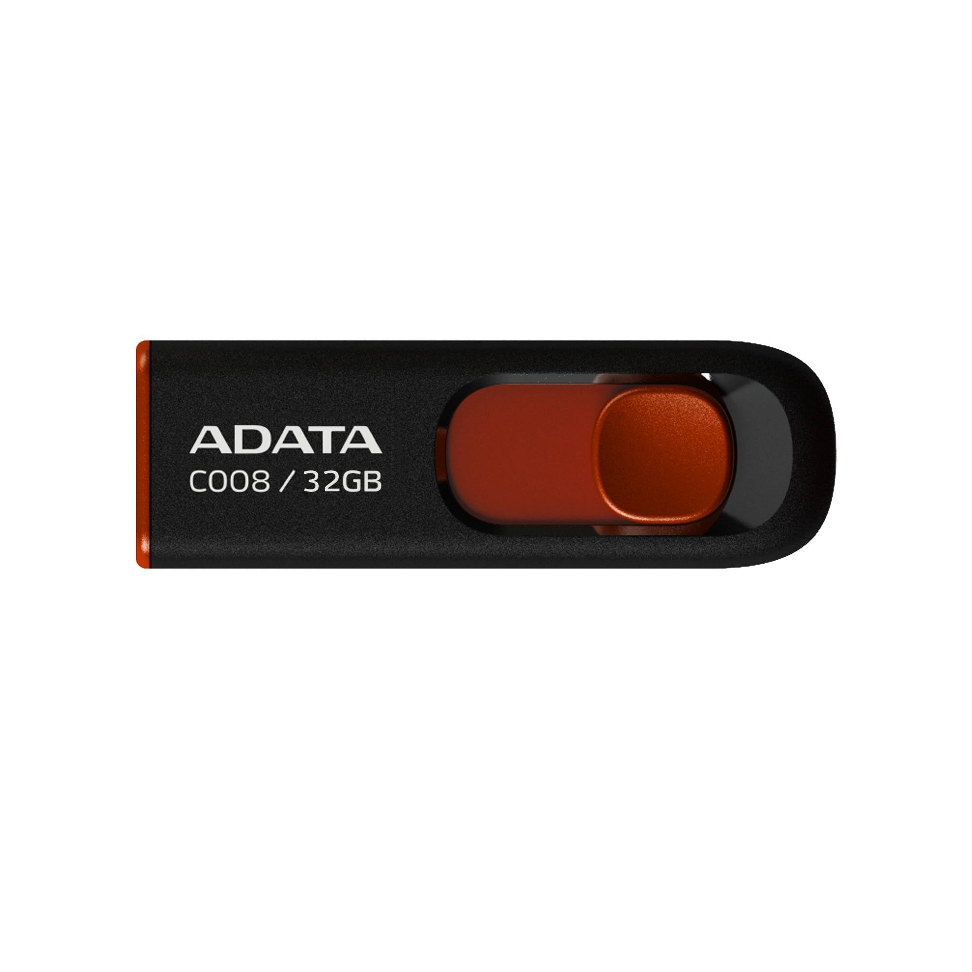 Memoria USB ADATA C008 32GB - USB 2.0 Retráctil Negro-Rojo