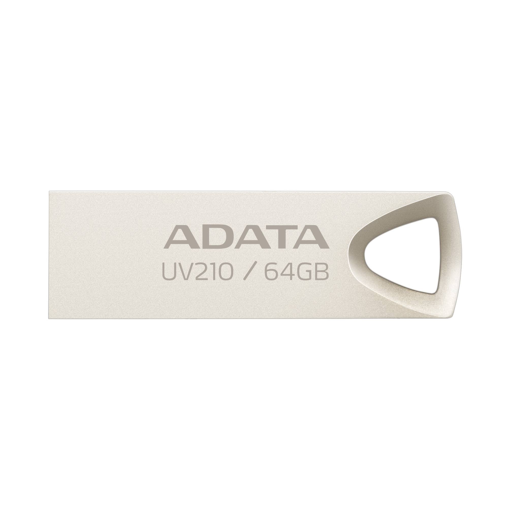Memoria USB ADATA UV210 64GB - USB 2.0, Diseño Compacto Plata Imagen principal del producto