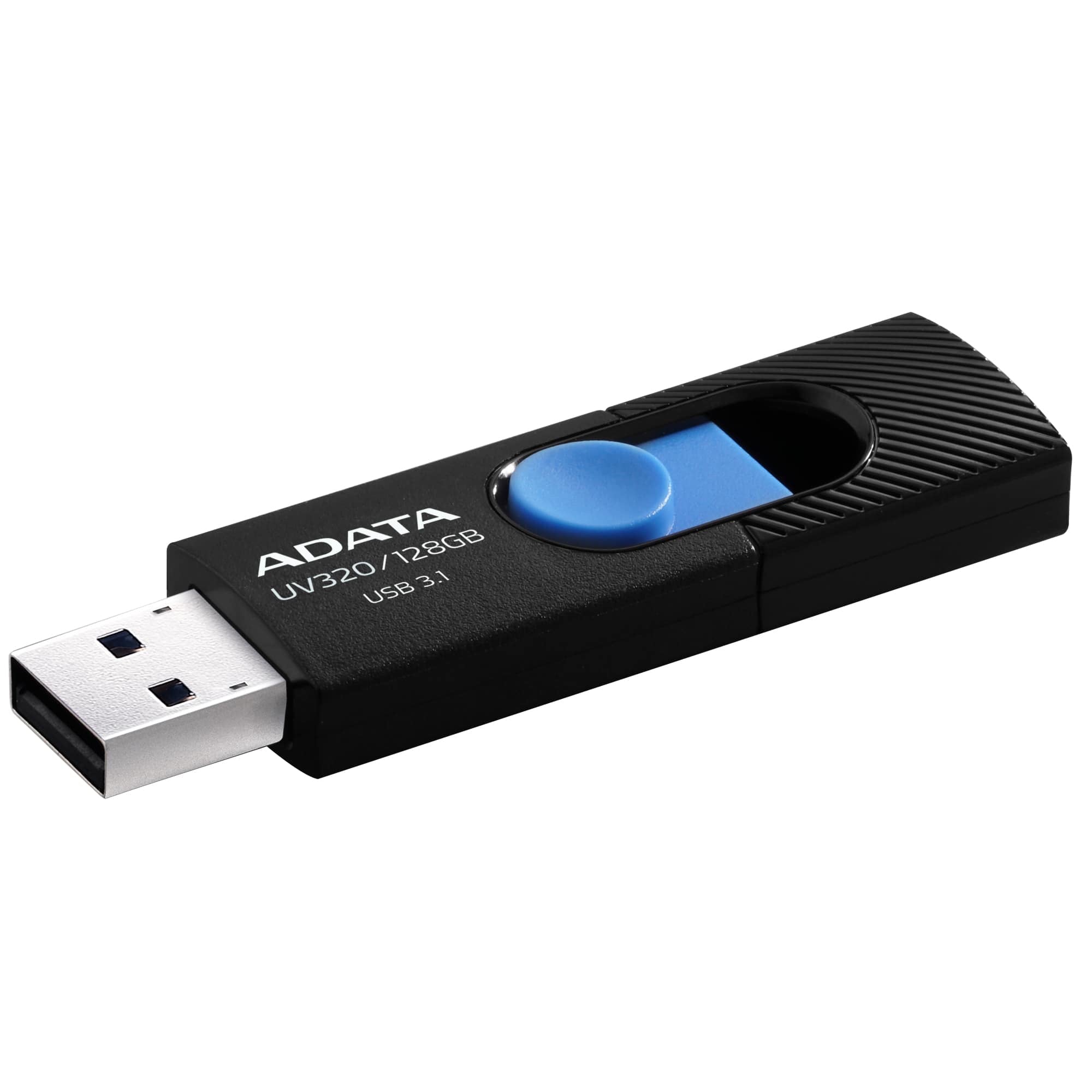 Memoria USB ADATA AUV320 128GB - Diseño Compacto Negro y Azul Imagen principal del producto