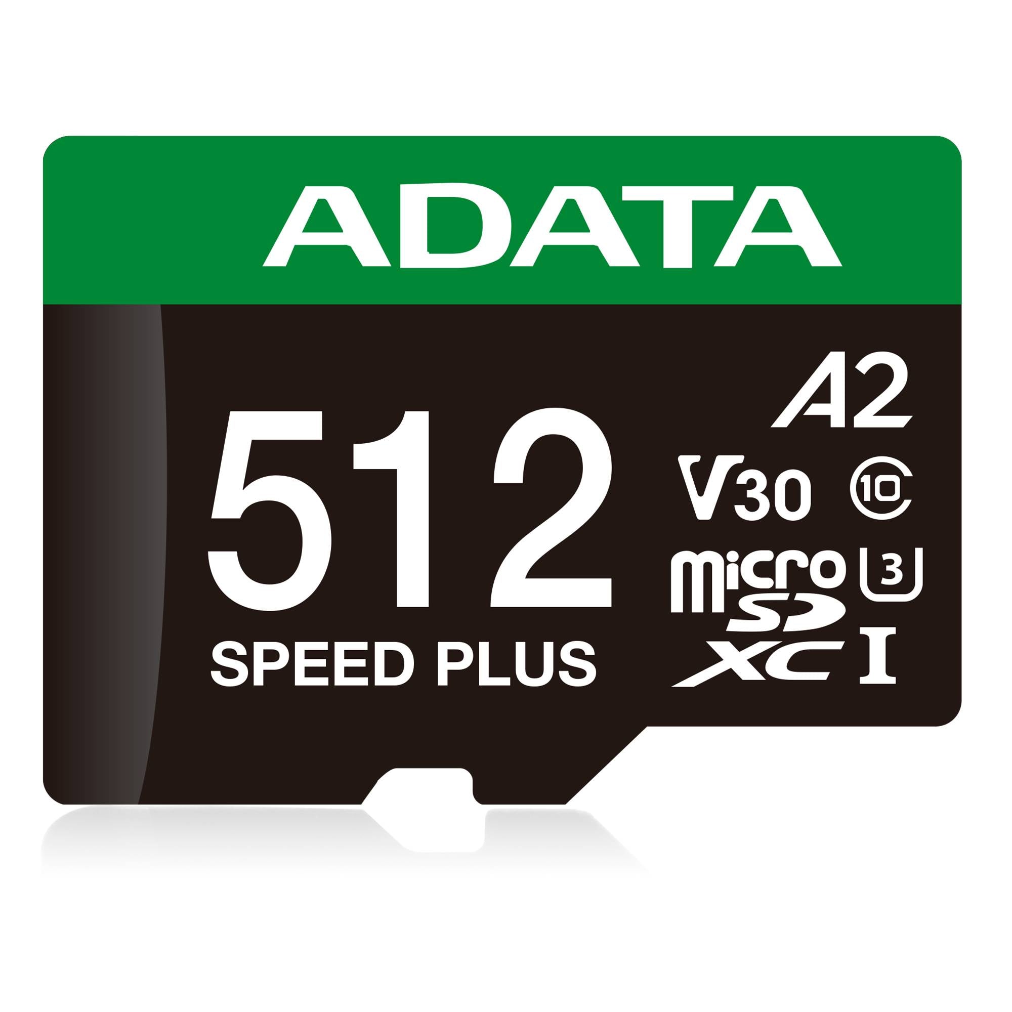 MicroSD ADATA SPEED PLUS 512GB UHS-I U3 - Lectura 180MB/s, Clase 10 A2 Imagen principal del producto