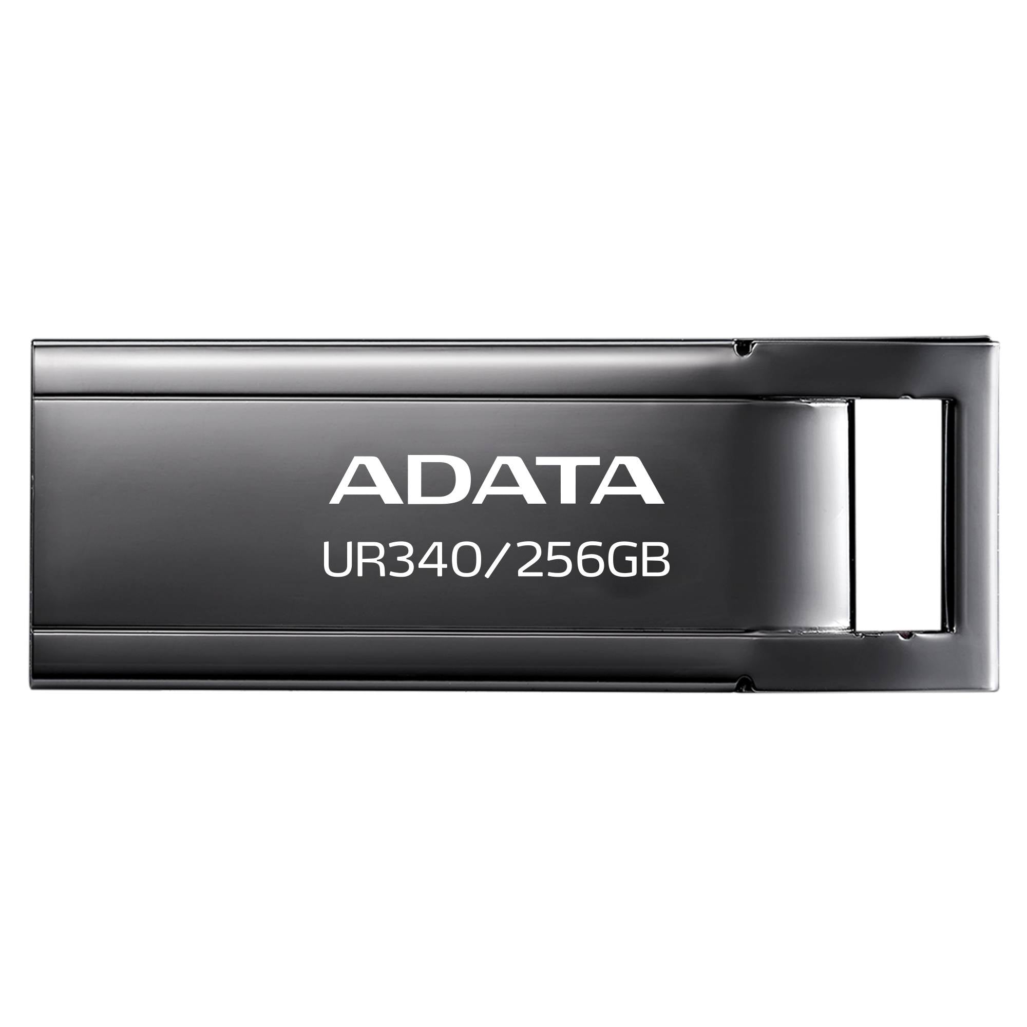 Memoria USB ADATA UR340 256GB USB 3.2 Gen 1 - Diseño sin tapa metálico negro