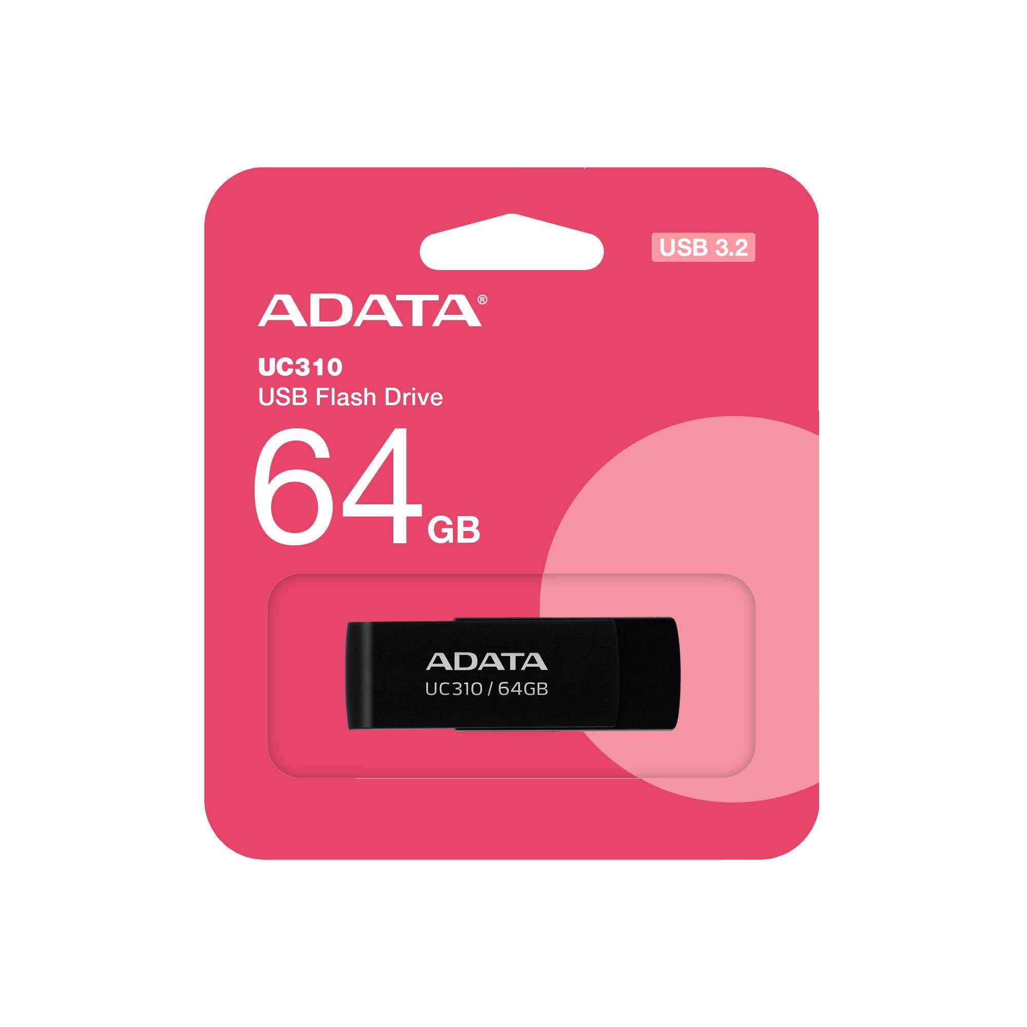 Memoria USB ADATA UC310 64GB USB 3.2 Gen 1 - Diseño Reciclado Negro