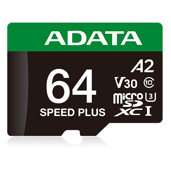 microSD ADATA SPEED PLUS 64GB UHS-I U3 V30 - Lectura 180MB/s, Clase 10 Imagen principal del producto
