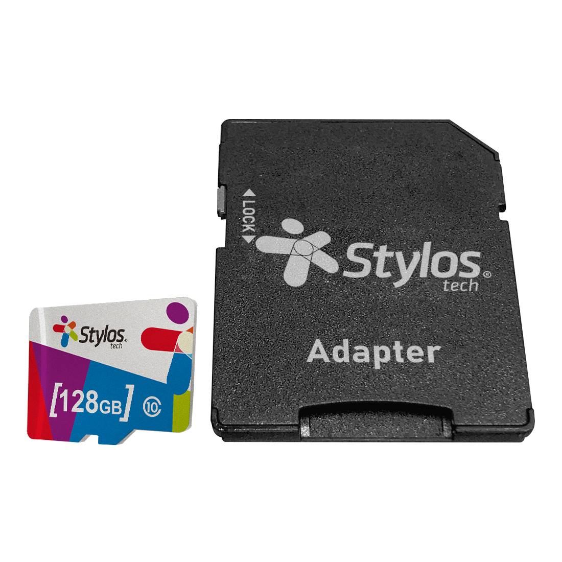 Memoria Stylos MicroSD 128GB UHS1 Clase 10 - Con Adaptador Negro