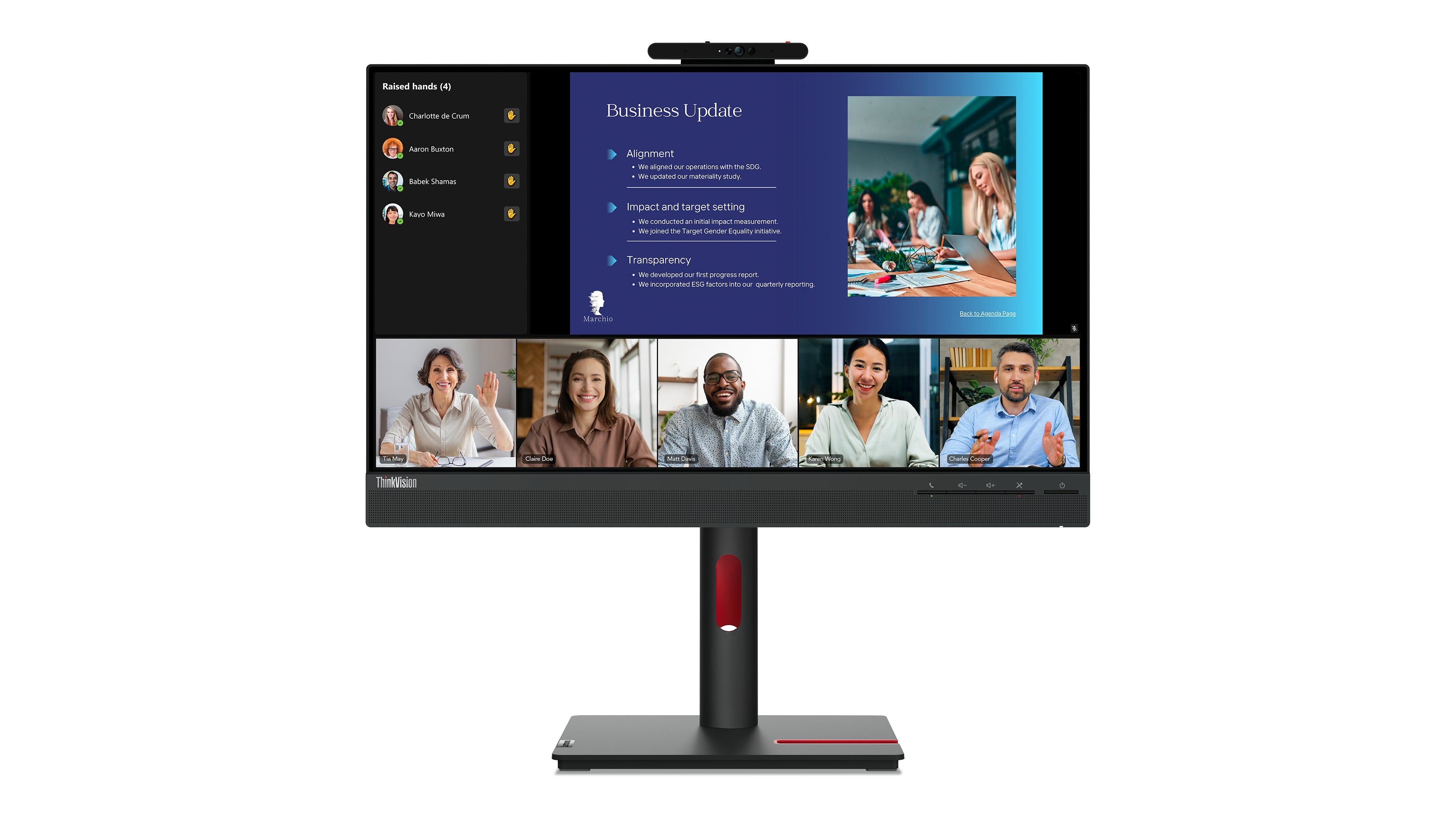 Monitor Lenovo ThinkVision T24v-30 24 Pulgadas FHD IPS - HDMI, DisplayPort, Cámara Imagen principal del producto