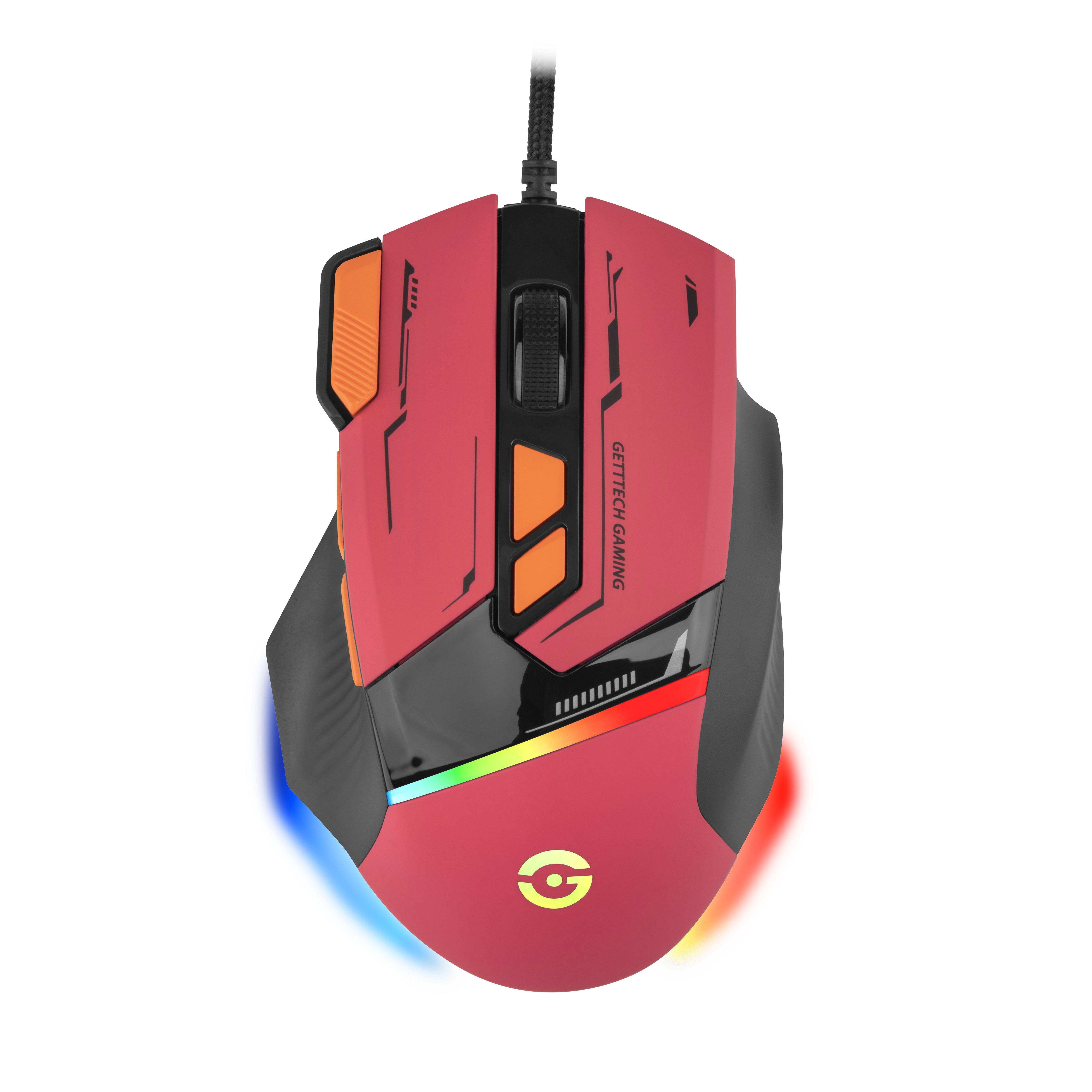 Mouse Gamer Getttech GPM-RGBWR-G1-RD - Sensor 7200 DPI, RGB Personalizable Imagen principal del producto