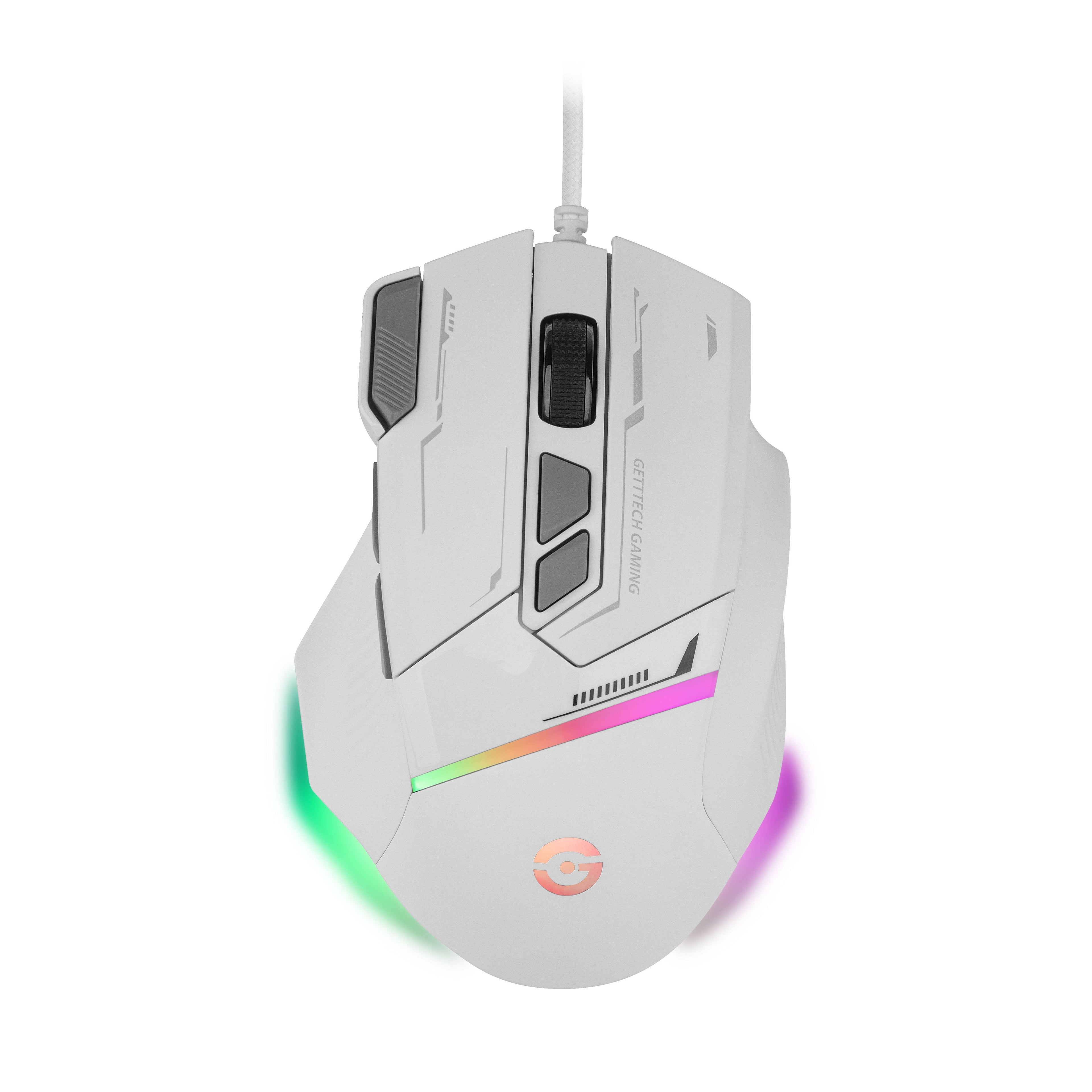 Mouse Gamer Getttech GPM-RGBWR-G1-WH - RGB 7200 DPI Sensor 725F