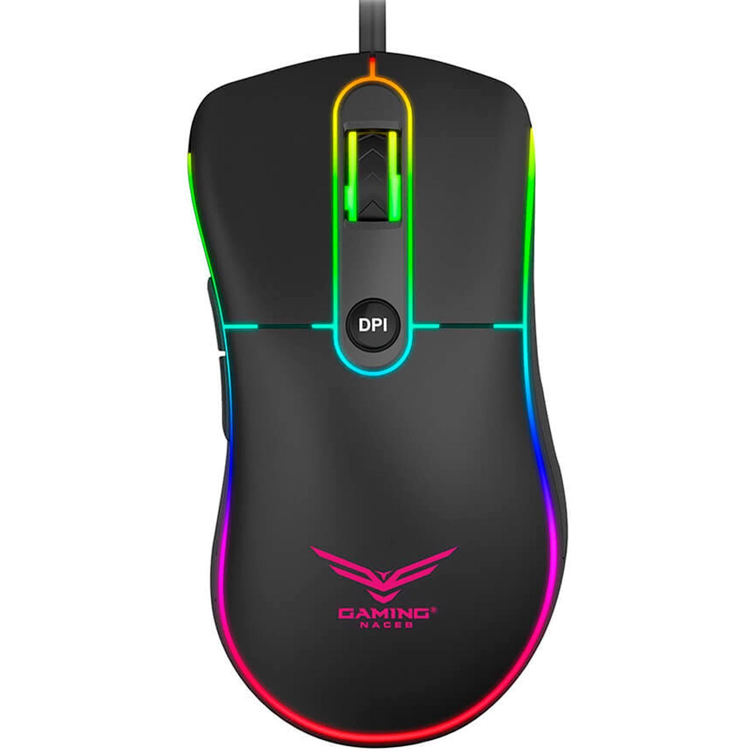 Mouse Gamer Naceb NA-0933 - Alámbrico, 3200 DPI, Iluminación RGB