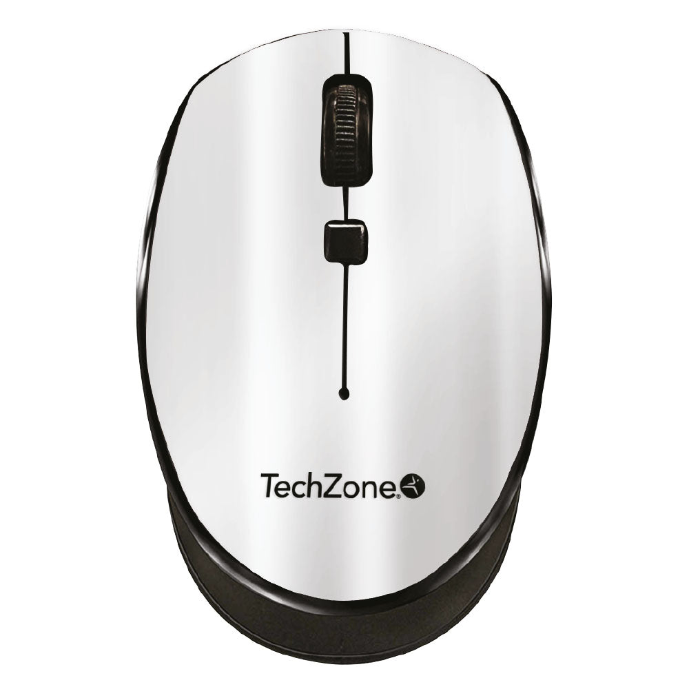 Mouse inalámbrico TechZone Start Silver - 1600 DPI, 3 botones, diseño ergonómico