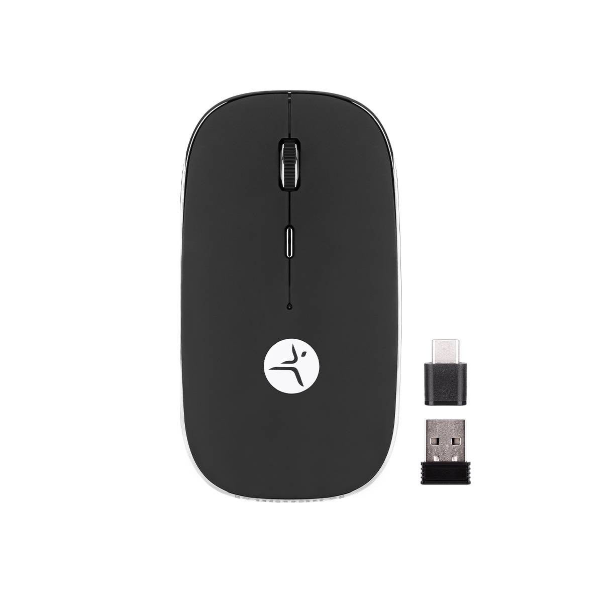 Mouse TECHZONE SLIVEBLACK Recargable - USB-C, Nano Receptor, 1600 DPI