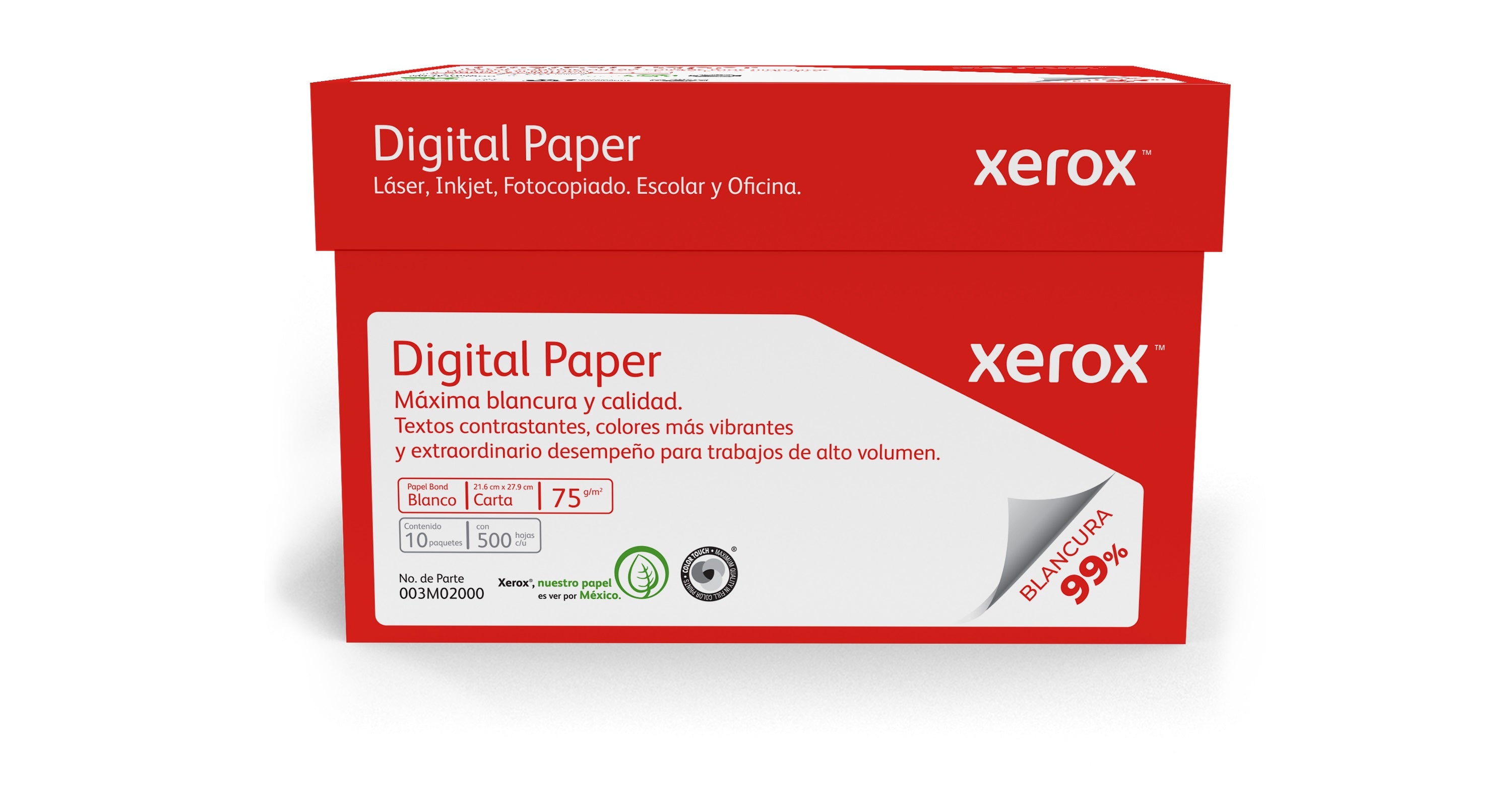 Papel Xerox Digital Rojo Carta 99 Blancura - Resma Profesional