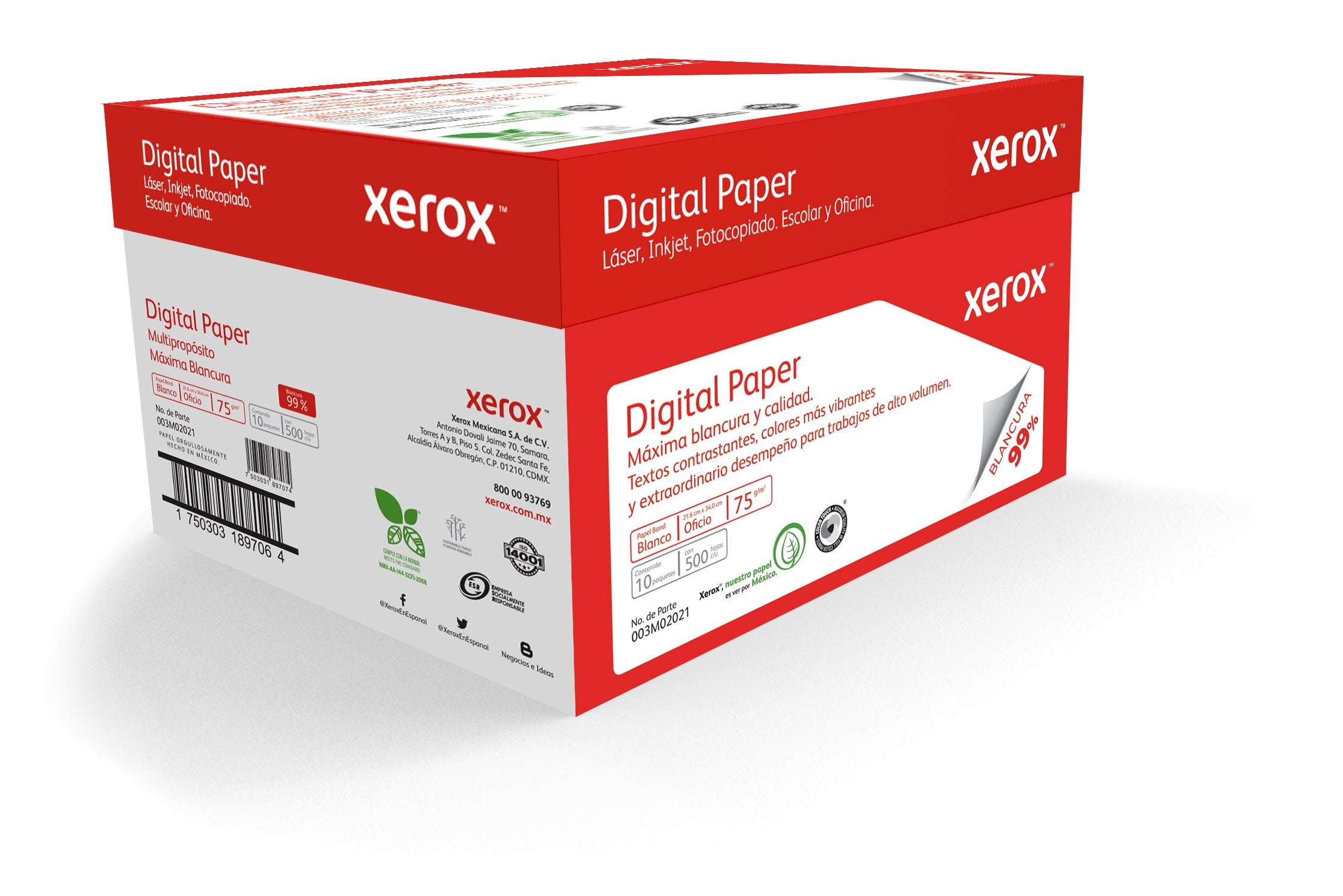 Papel Xerox Digital Rojo Oficio 99 - Alta Blancura, Formato Oficio Imagen principal del producto