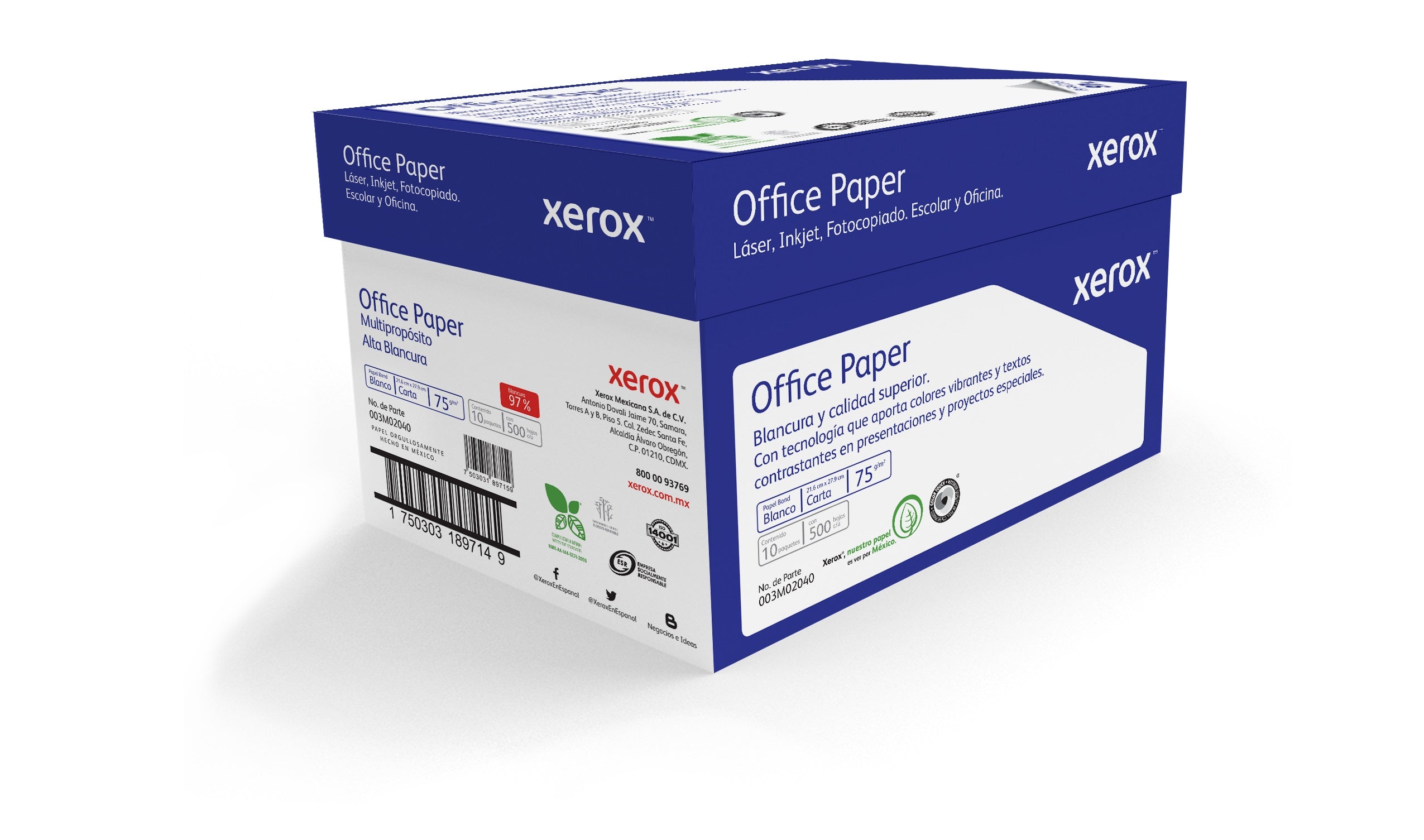 Papel XEROX Office Azul Carta 97 - 500 Hojas, Alta Blancura Imagen principal del producto