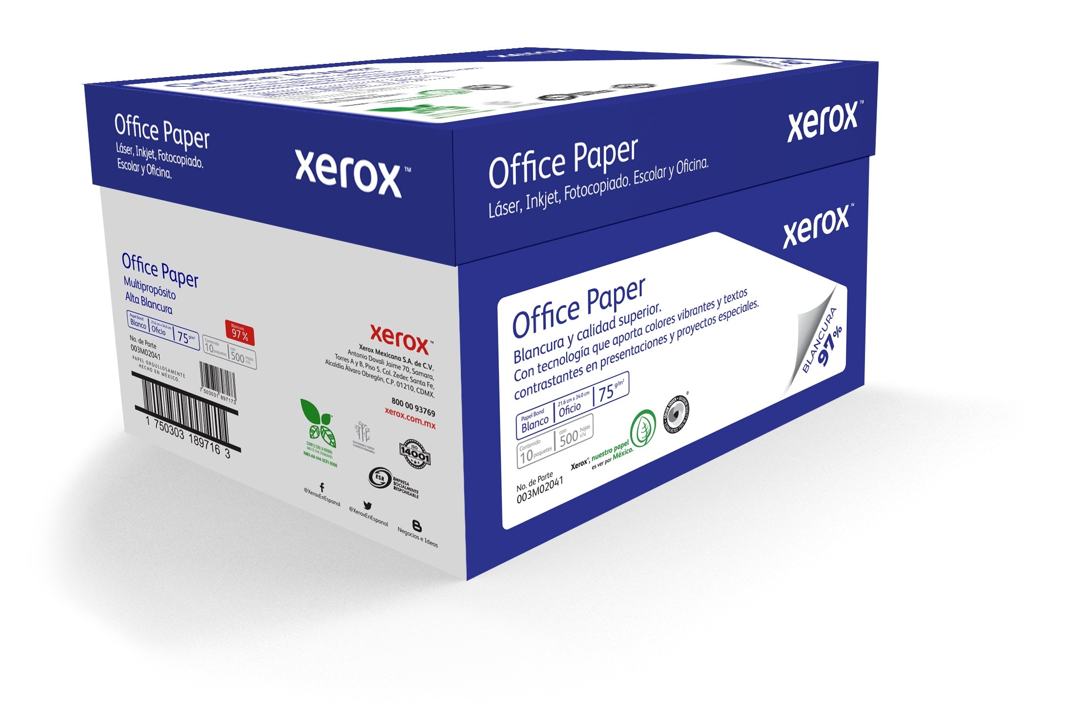 Papel Premium Xerox Azul Oficio 97 - Alta Blancura, 28.450kg Imagen principal del producto