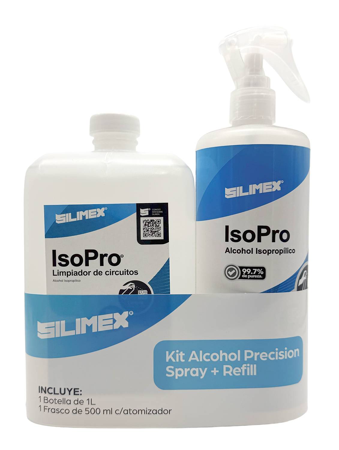 Kit Silimex Alcohol Isopropílico 1 Lt + Spray 500 ml - Limpieza Profesional Imagen principal del producto