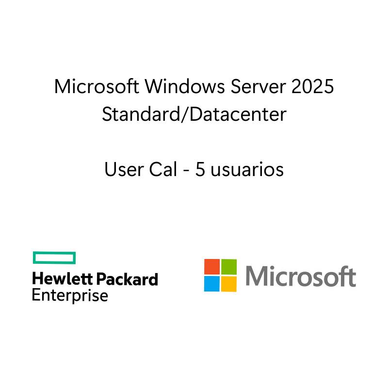 Licencia Microsoft Windows Server 2025 5 usuarios CAL - Hewlett Packard Enterprise