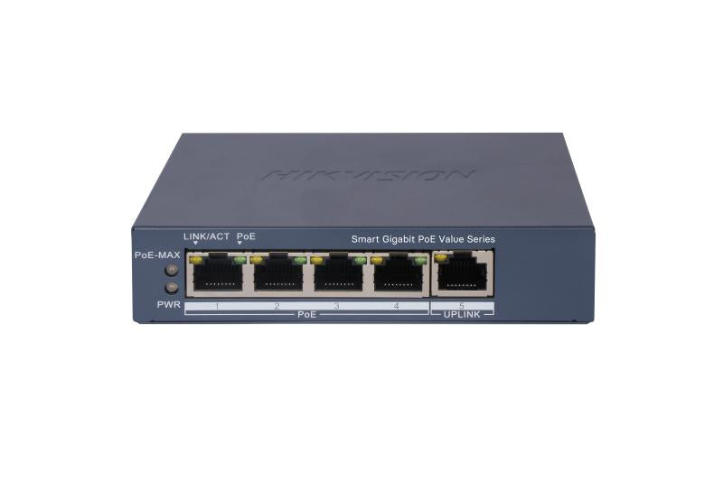 Switch Gigabit Hikvision DS-3E1505P-EI/M - 4 Puertos PoE+ Monitoreable
