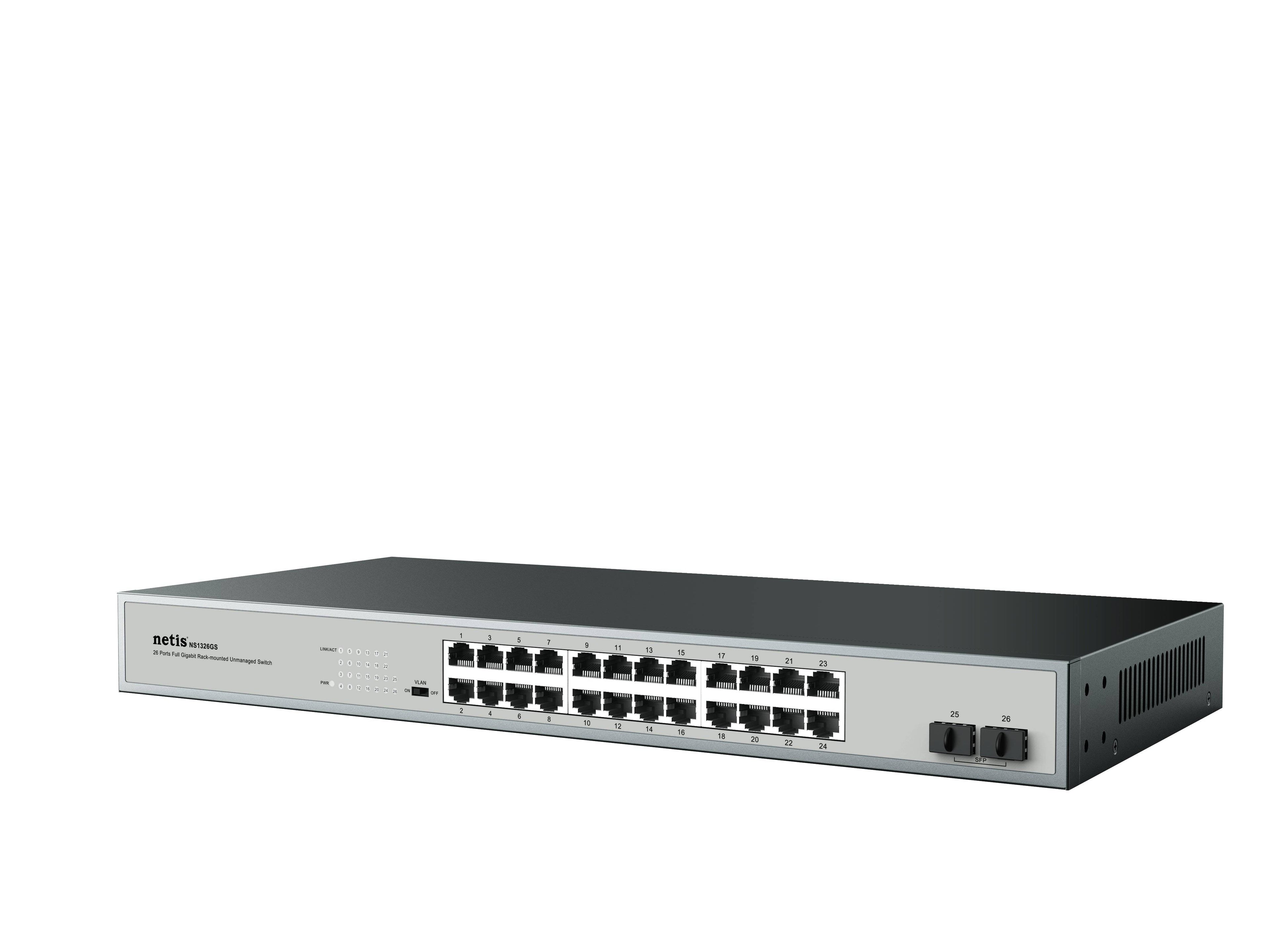 Switch NETIS ST3126GS 26 Puertos Gigabit Ethernet - Montable en Rack con 2 Puertos SFP