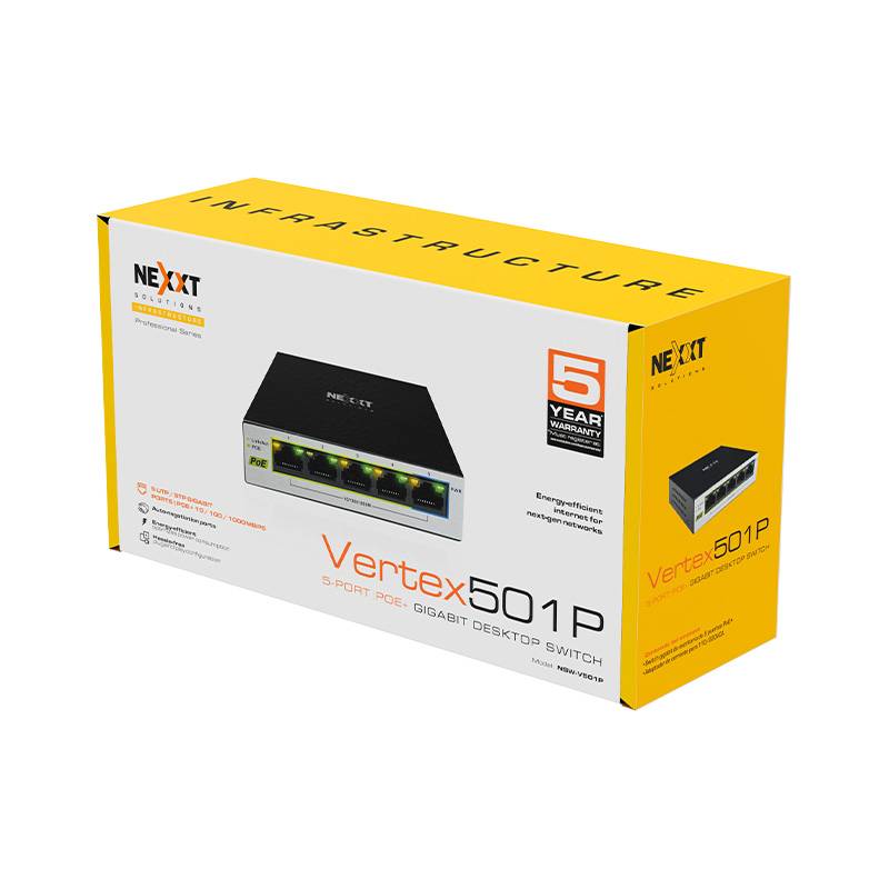 Switch NEXXT NW235NXT02 5 Puertos Gigabit PoE+ 65W Professional Imagen principal del producto