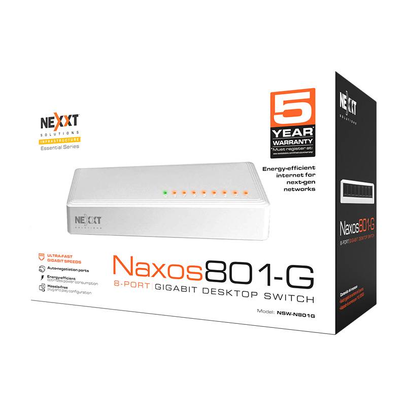 Switch Nexxt NW235NXT03 8 Puertos Gigabit - Escritorio Essential 1 Gbps Imagen principal del producto