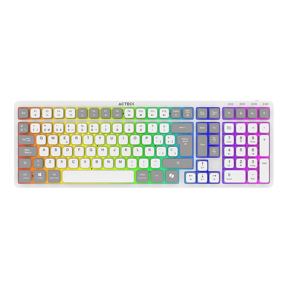 Teclado Inalámbrico ACTECK TI790 RGB - Multidispositivo Bluetooth y 2.4GHz
