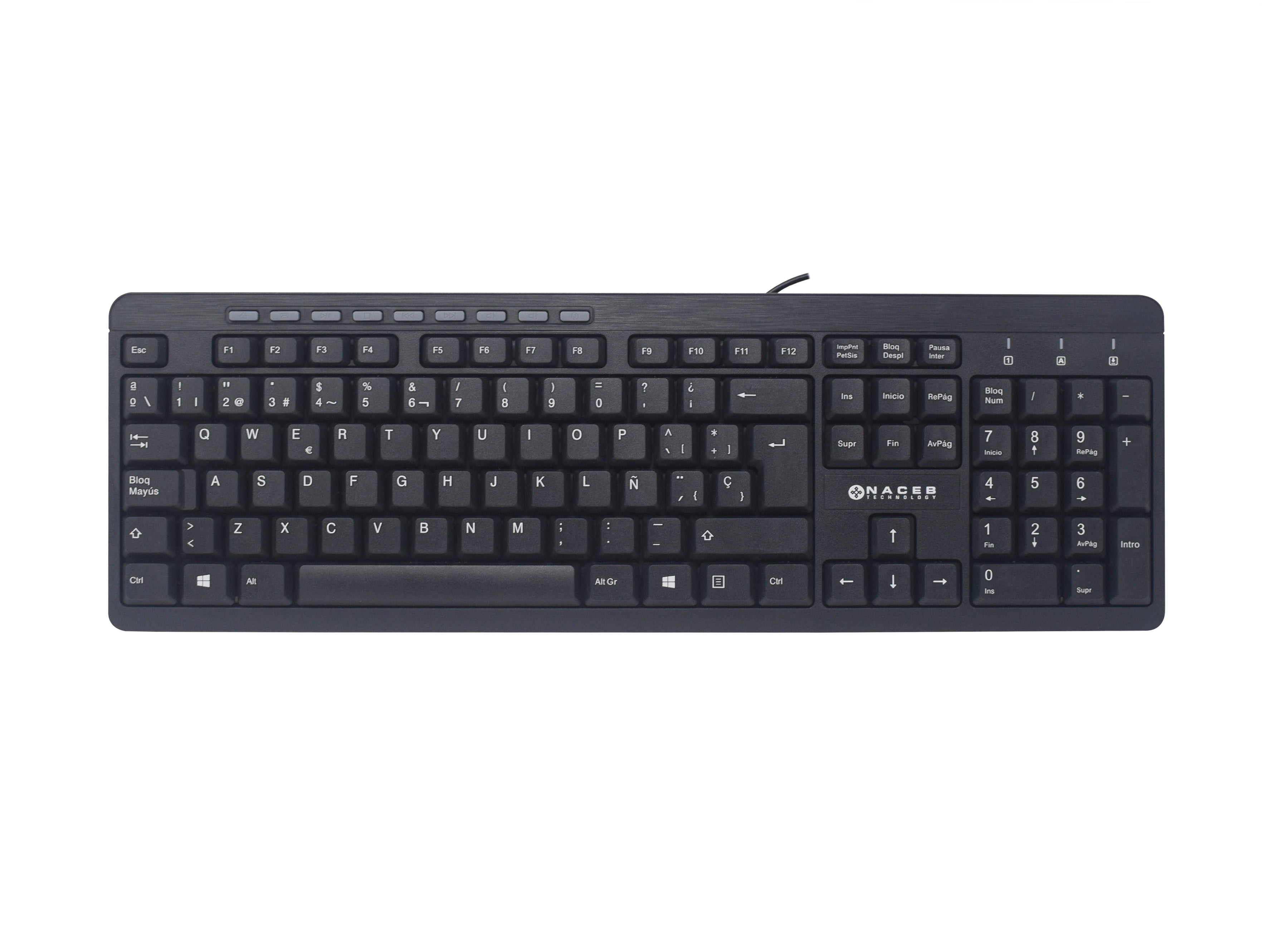 Teclado Multimedia Naceb Technology NA-0109 - Alámbrico, Negro Imagen principal del producto