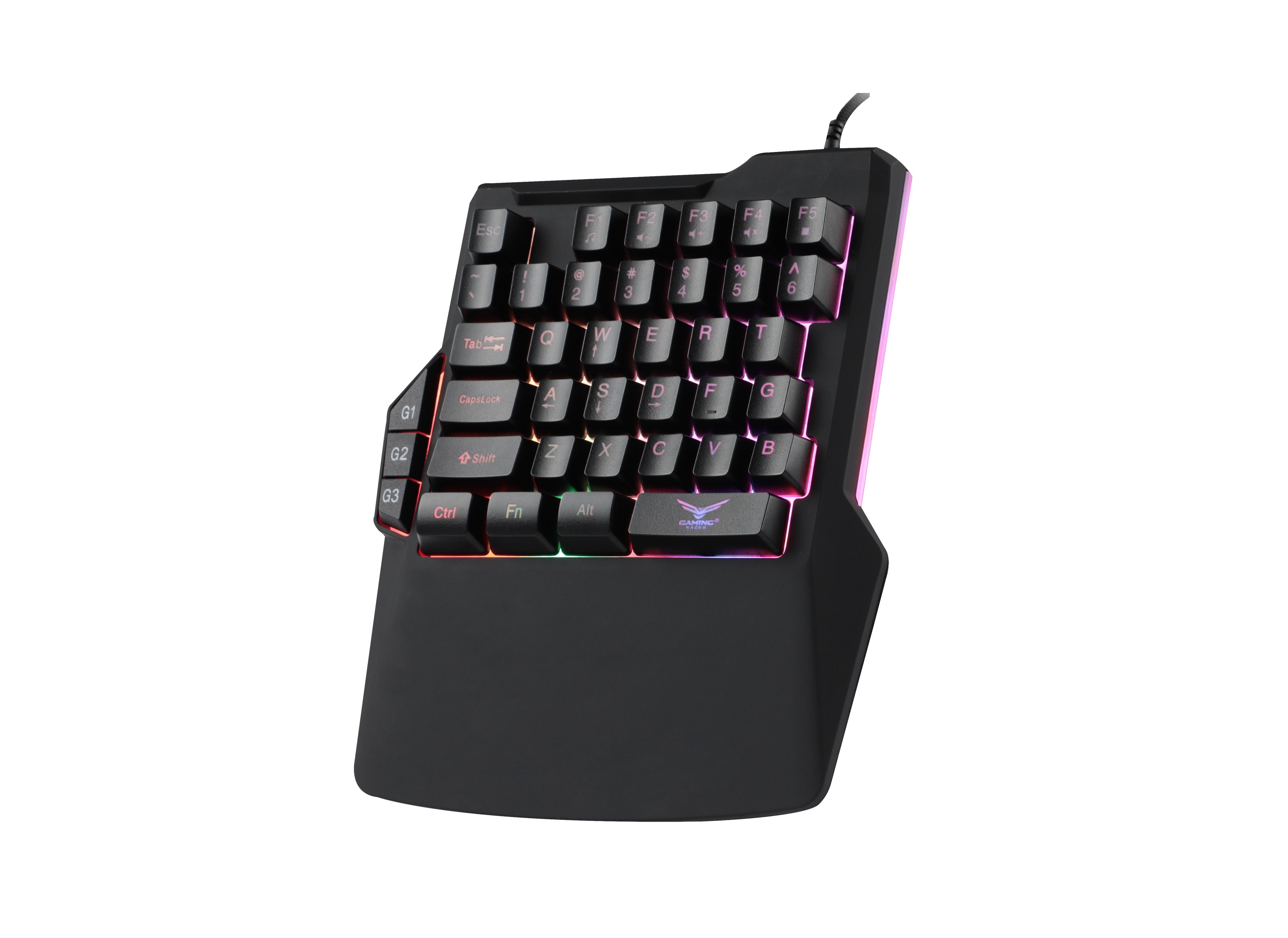 Teclado Gamer One Hand Naceb NA-0938 RGB - Ergonómico y Compacto