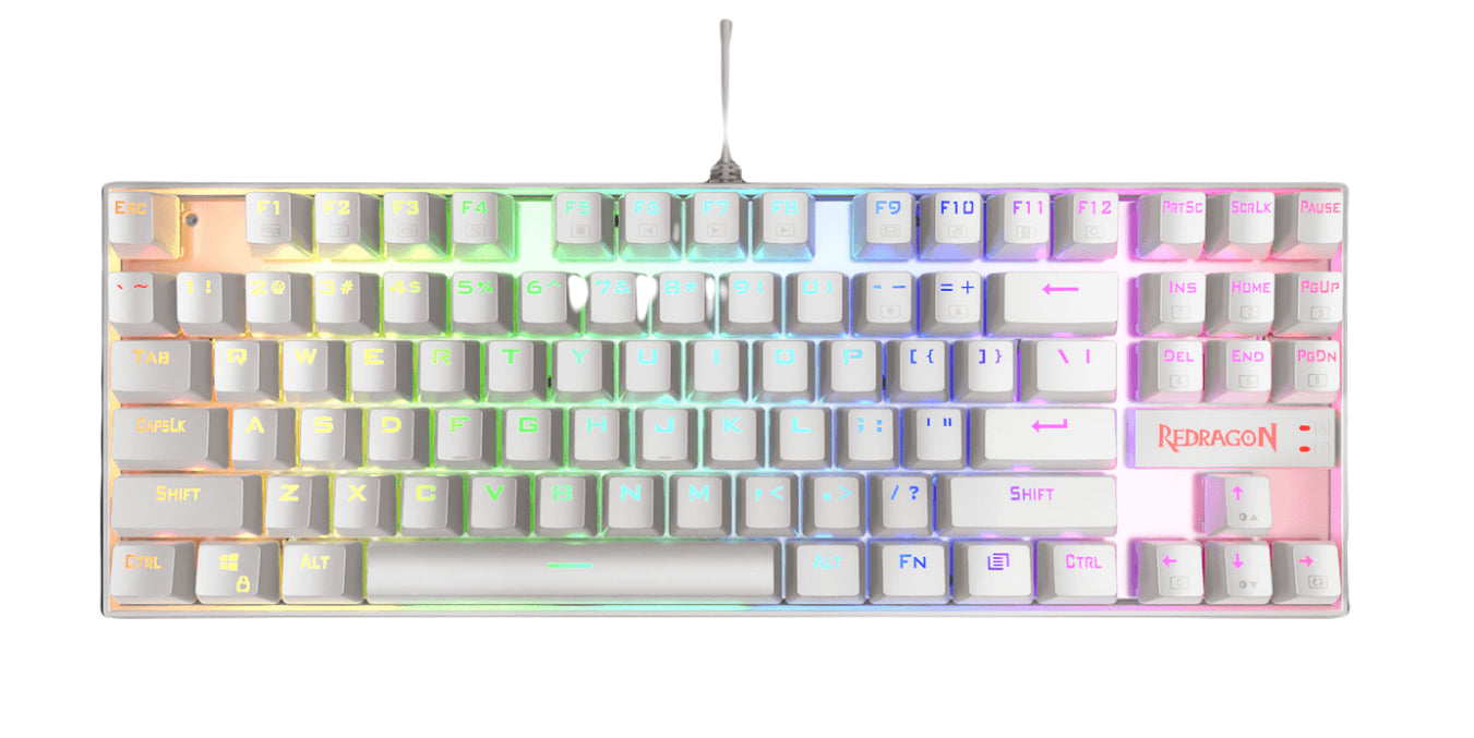 Teclado Mecánico Redragon Kumara White RGB Español - Switches Mecánicos, Iluminación RGB Imagen principal del producto
