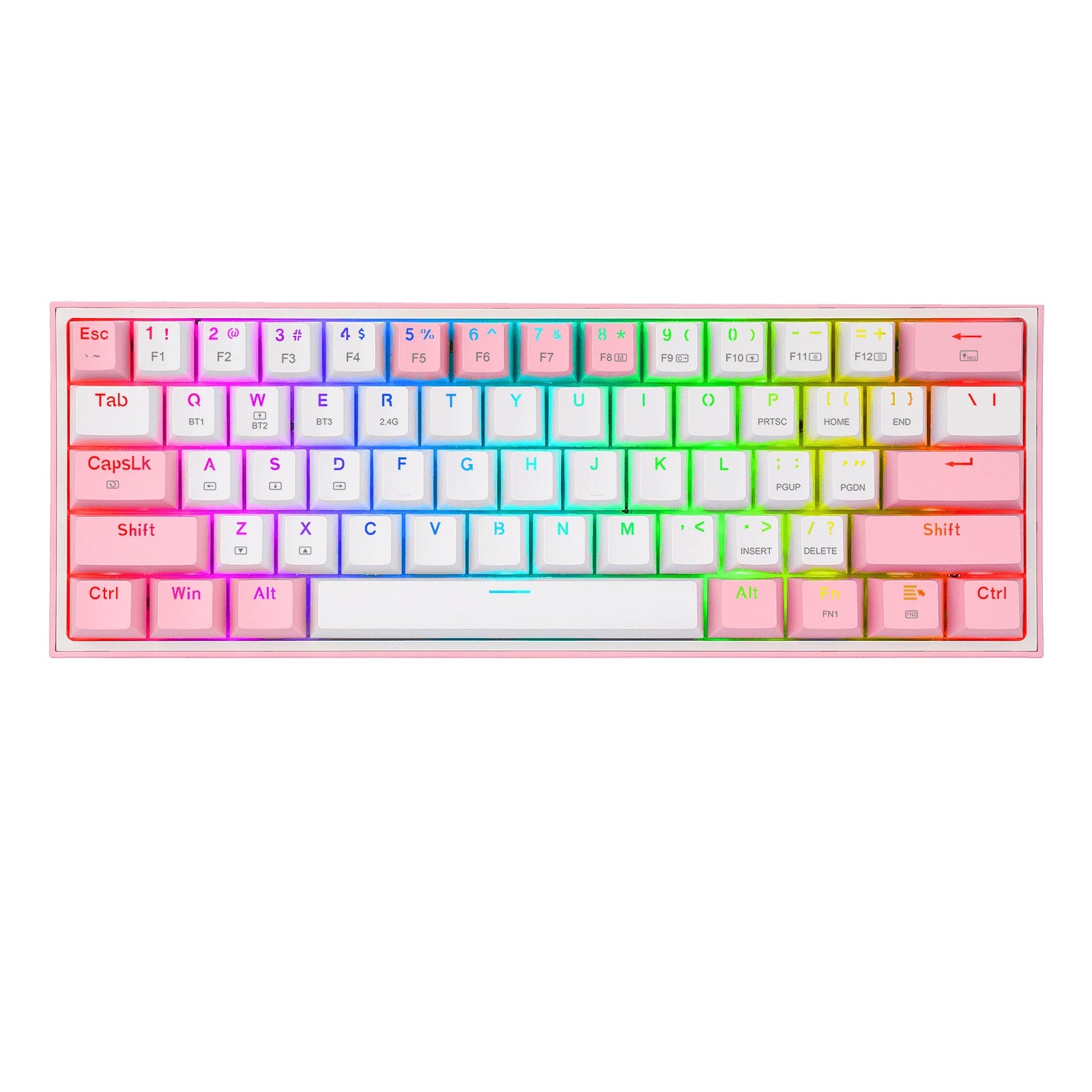 Teclado Mecánico Redragon Fizz Pro White/Pink - Diseño Blanco y Rosa Imagen principal del producto