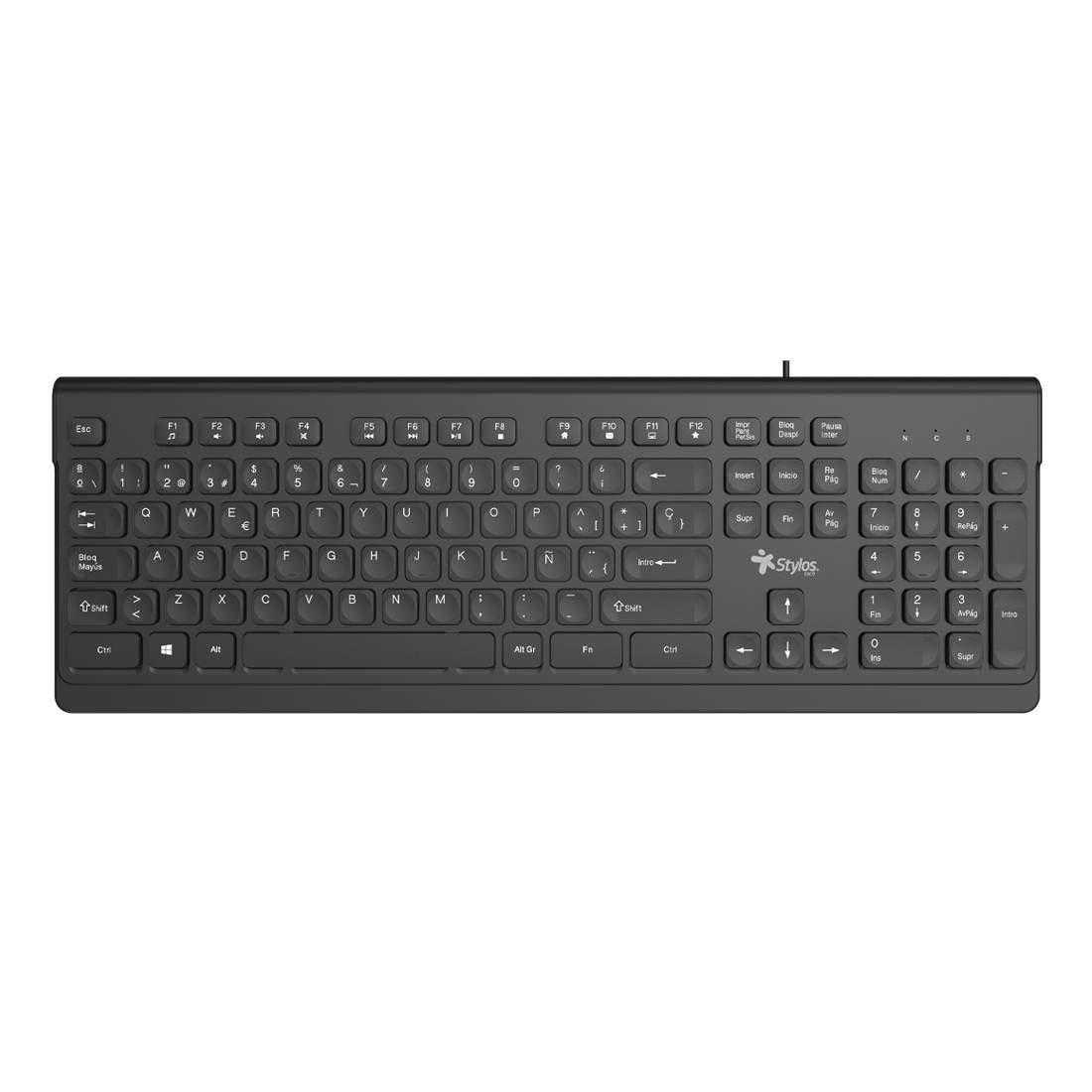 Teclado Alámbrico Stylos STPTEC6B Membrana - USB 1.5m 104 Teclas Negro