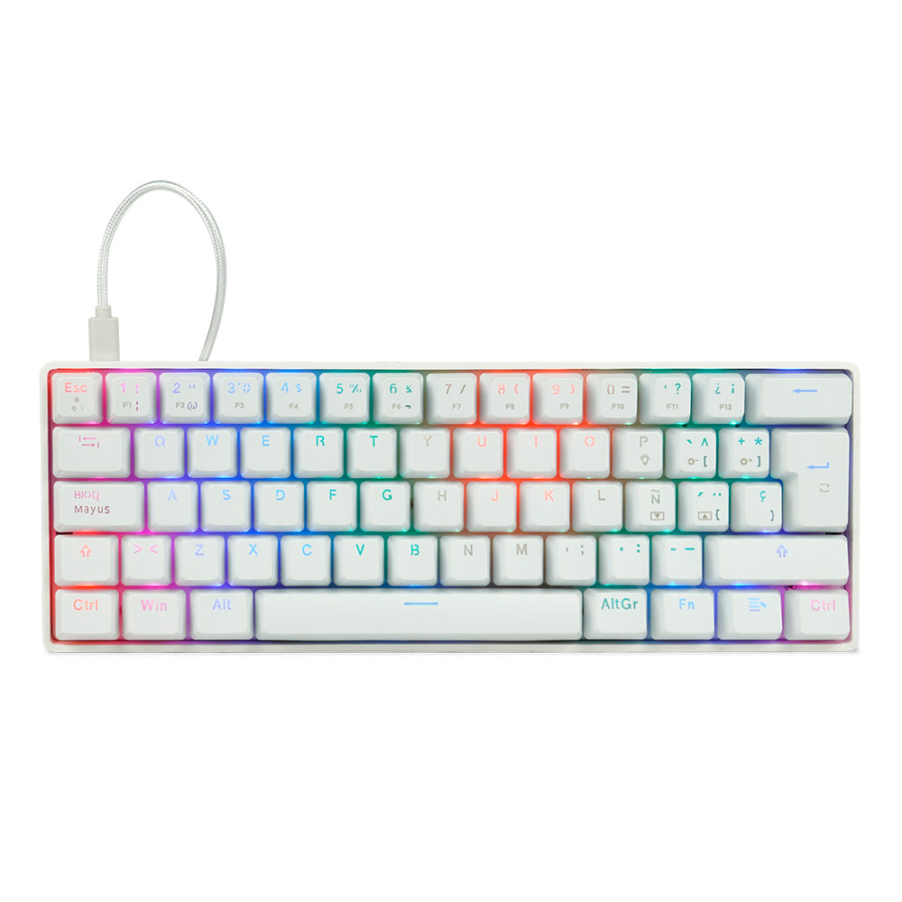 Teclado Mecánico Game Factor KBG560-WH 60% - RGB, Switches Rojos, Teclas Intercambiables