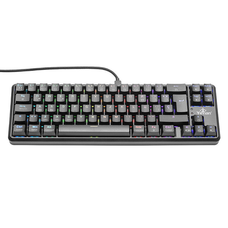 Teclado Gamer Yeyian Akil S3500 69 Teclas - RGB Arcoíris, Switch Azul, IP42