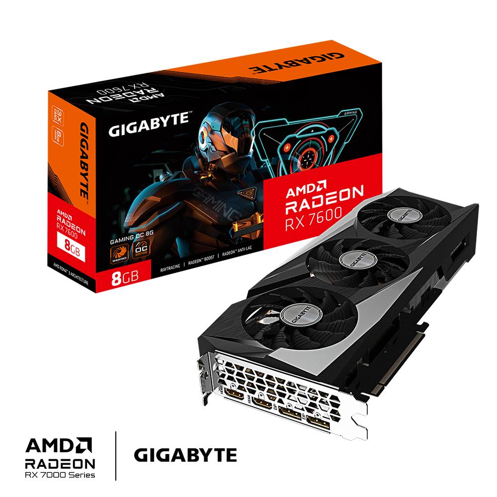 Tarjeta de Video Gigabyte AMD Radeon RX 7600 GAMING OC 8GB - GDDR6, PCI Express 4.0