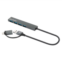 Hub USB Manhattan 181006 - 4 Puertos USB-A 3.2 Gen 1 con Adaptador USB-C