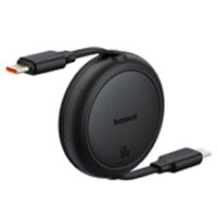 Cable retráctil Baseus 1M USB-C a USB-C - 60W, carga rápida, negro